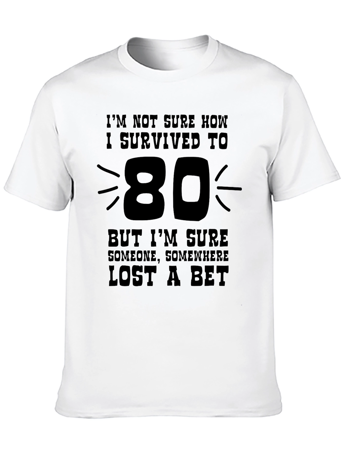Black Funny 80th Birthday T-Shirt - I Survived to 80! view 10