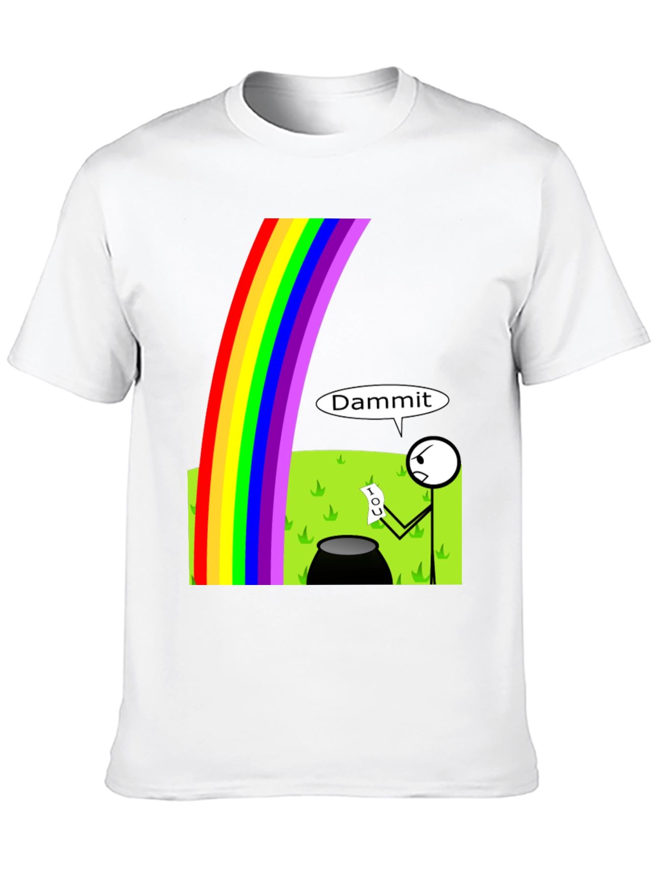 Black Humorous Rainbow Leprechaun IOU Graphic T-Shirt view 10
