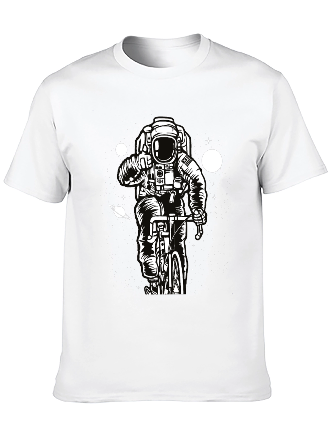 Black Astronaut on Bike Graphic T-Shirt - Space Adventure Tee view 10