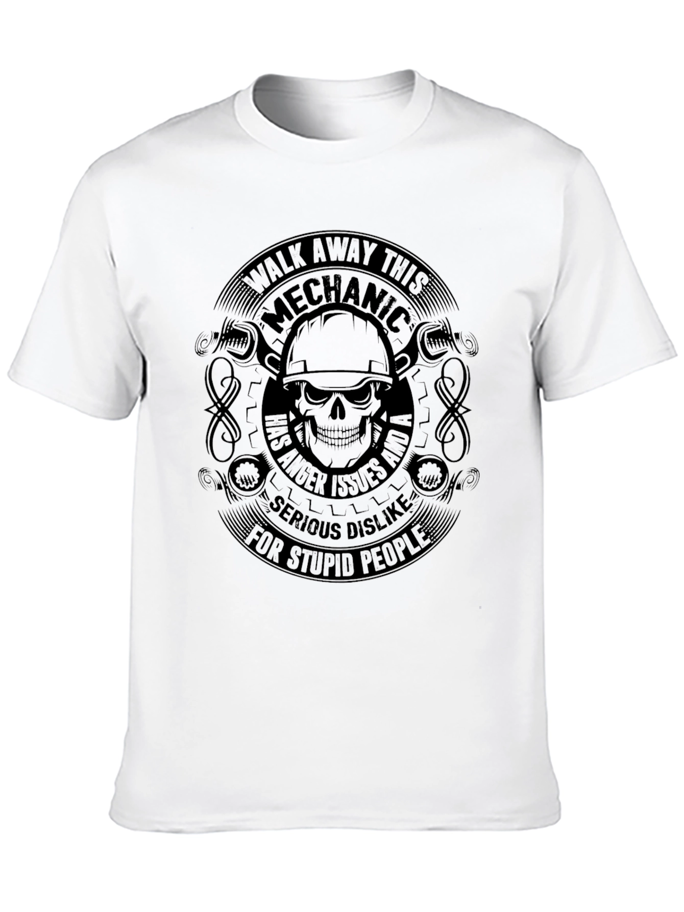 Black Mechanic Skull Graphic Tee - Walk Away! view 10