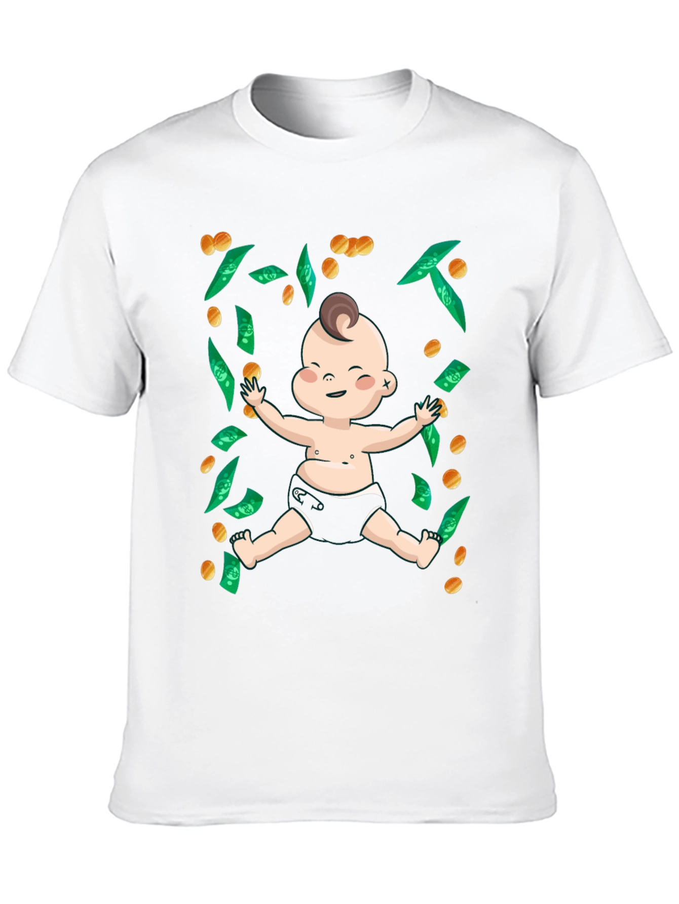 Black Funny Baby Money T-Shirt - Black, Unisex view 10