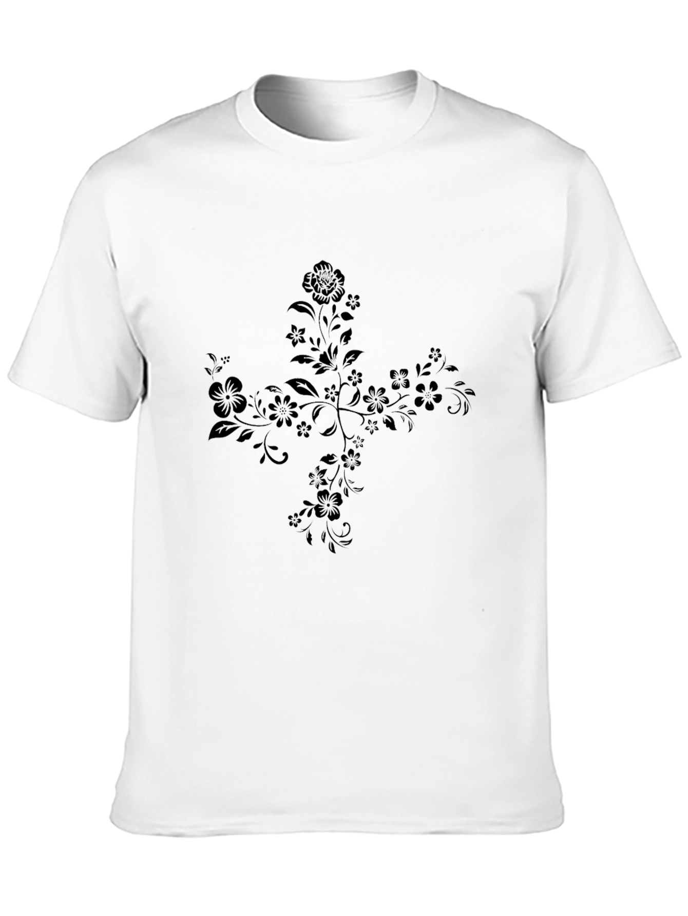 Black Floral Cross Graphic Tee - Black view 10
