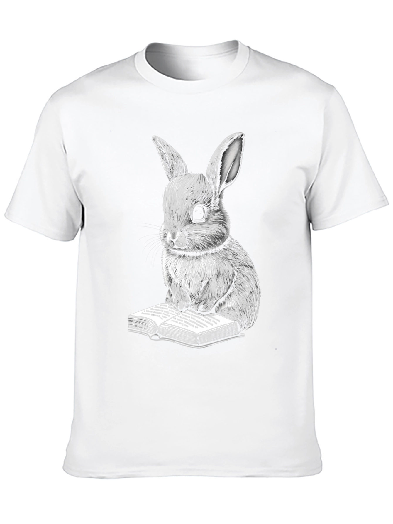 Black Rabbit Reading Book Graphic Tee view 10