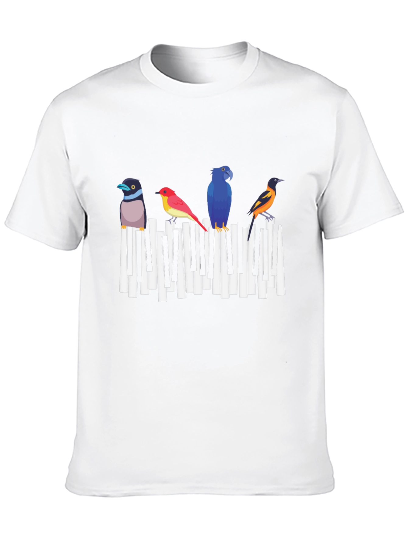 Black Musical Birds Graphic Tee - Black Cotton T-Shirt view 10