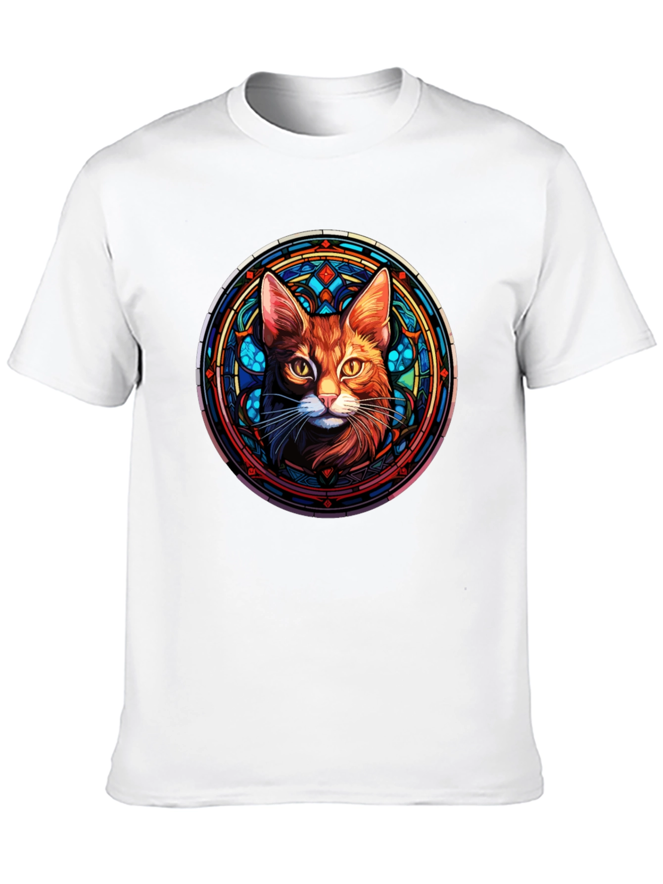 Black Stained Glass Cat Graphic Tee - Unique Design view 10