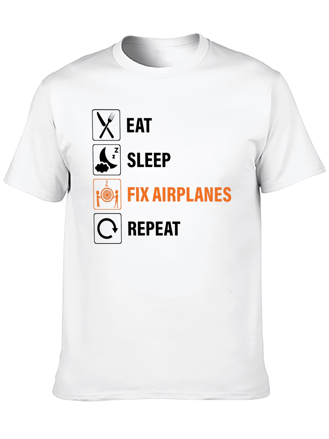 Black Eat Sleep Fix Airplanes Repeat Black T-Shirt view 10
