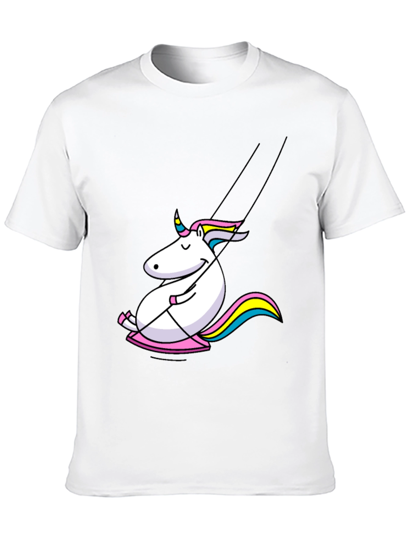 Black Unicorn on Swing Graphic Tee - Black Cotton Comfort view 10