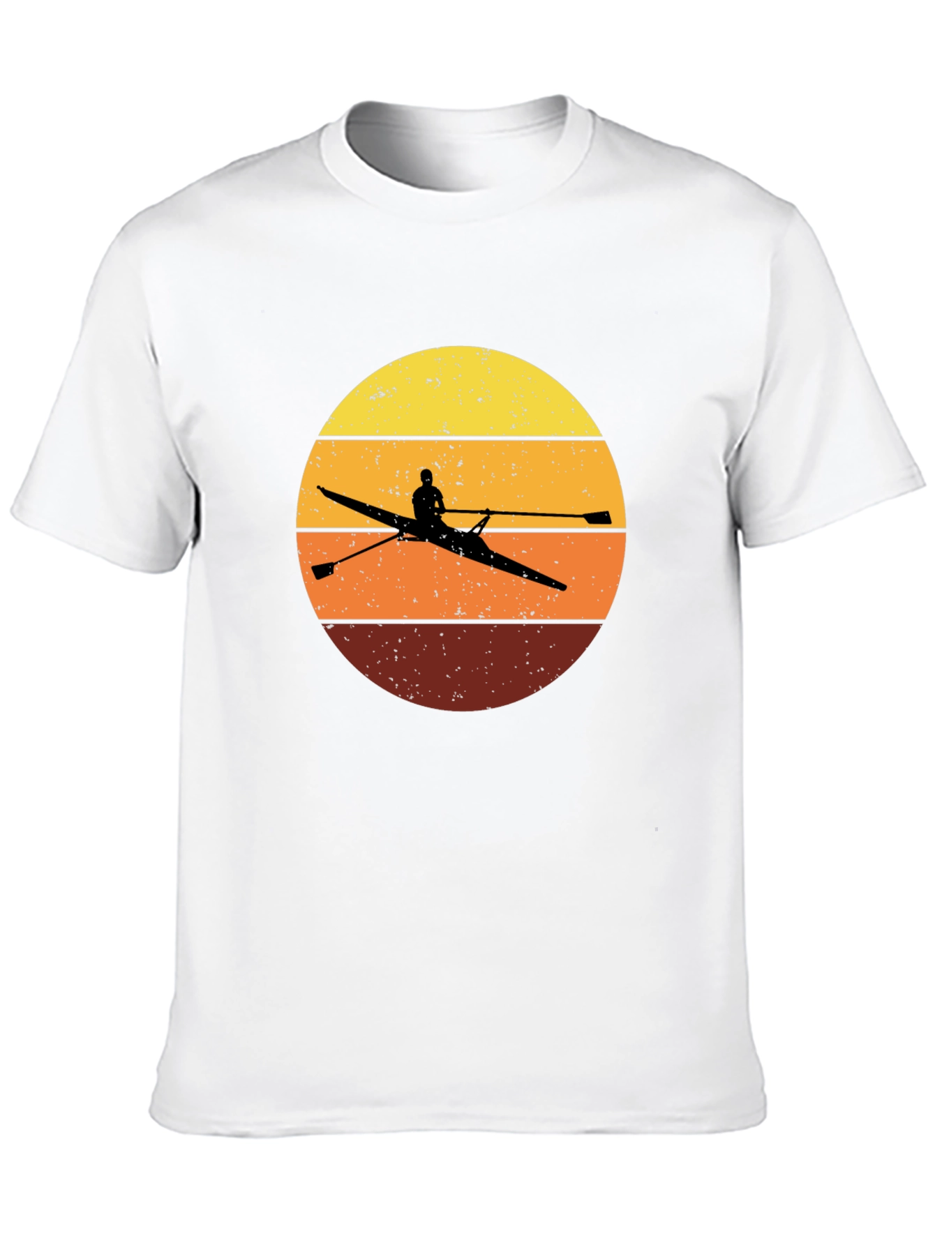 Black Rowing Sunset T-Shirt - Vintage Design view 10