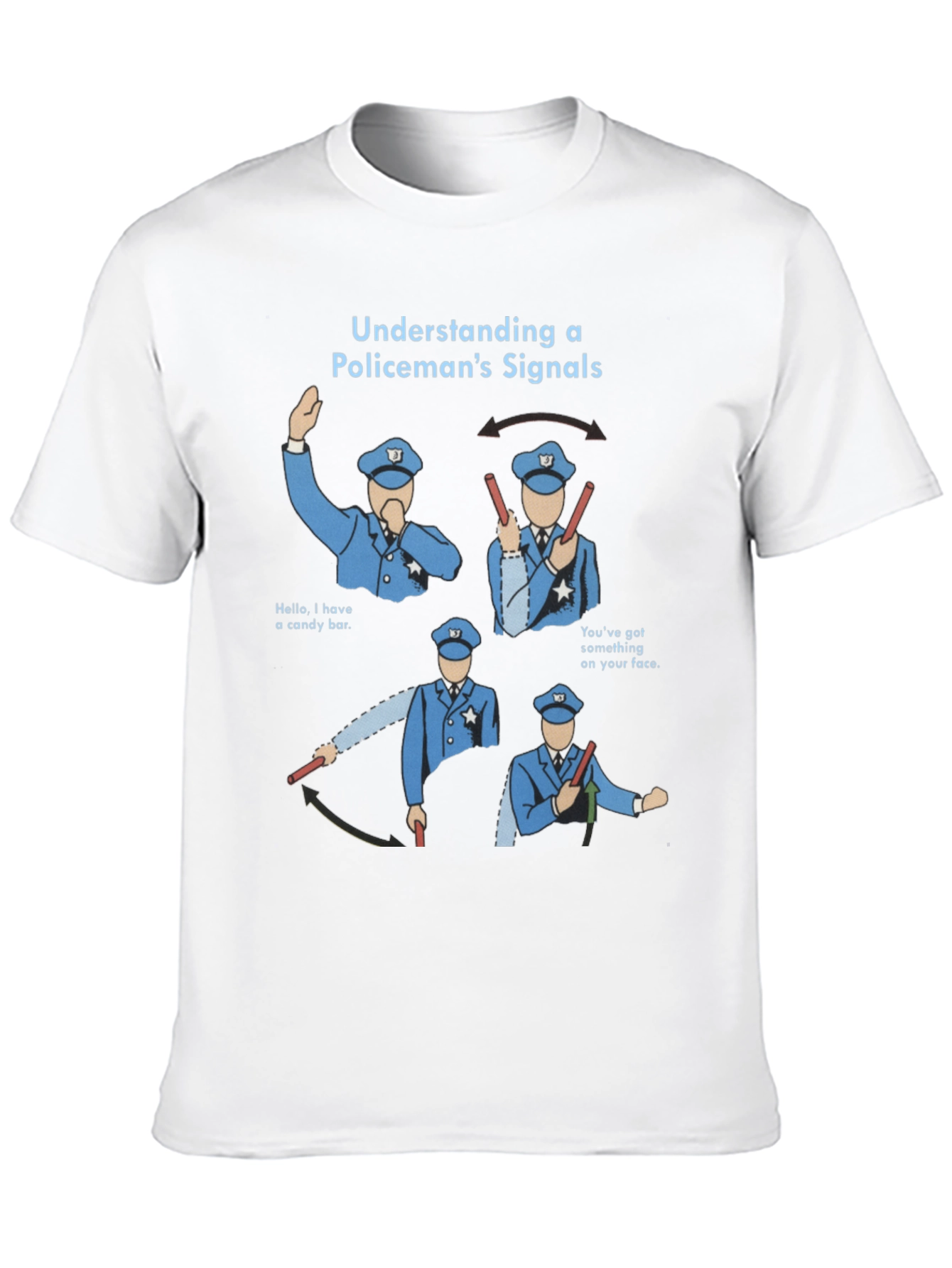 Black Funny Policeman's Signals Graphic Tee view 10