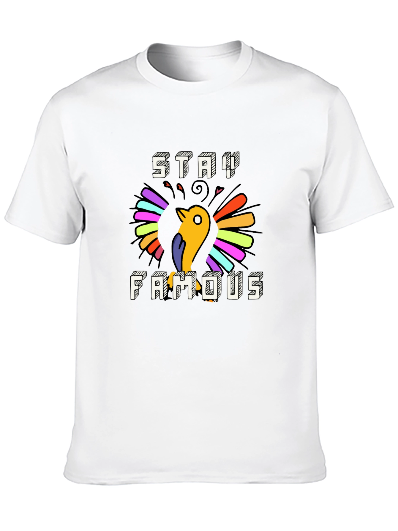 Black Stay Famous Graphic Tee - Cool Bird Design view 10