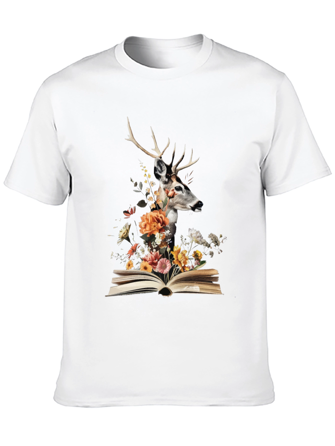 Black Deer in Book Floral Tee view 10