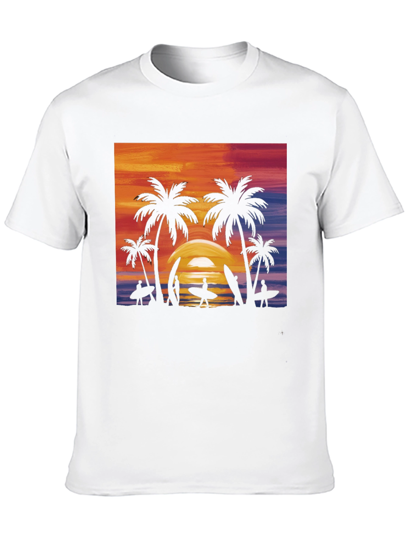 Black Sunset Palm Tree Surfer Graphic Tee - Black view 10