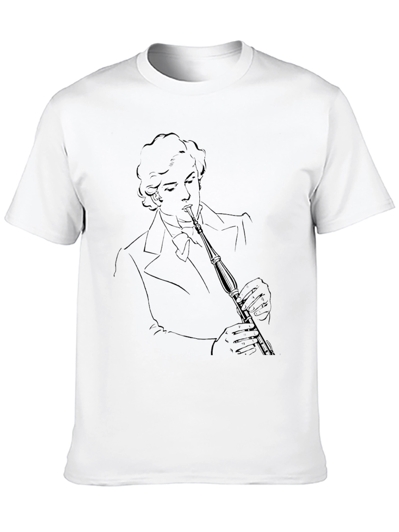 Black Black T-Shirt with Musician Line Art view 10