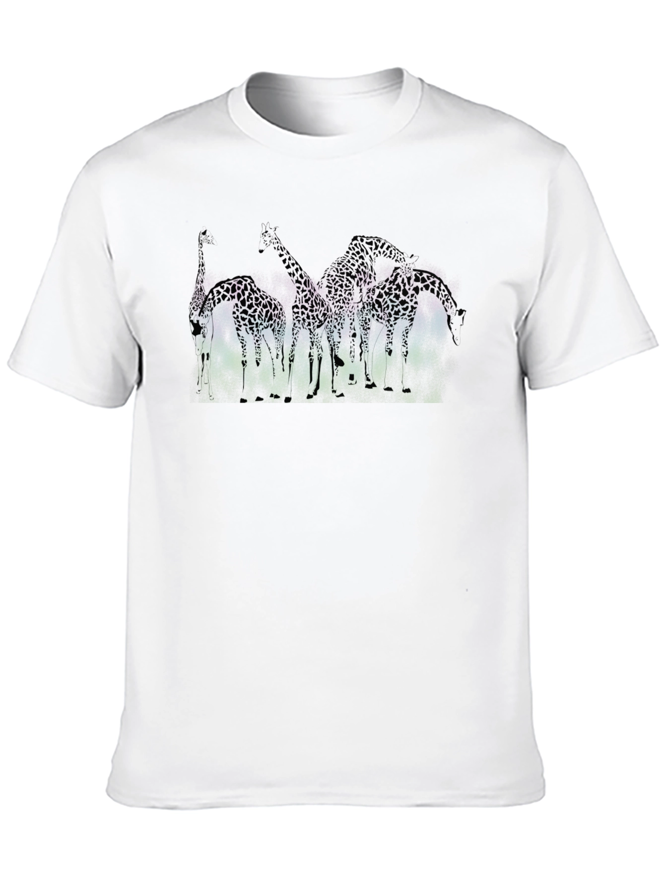 Black Giraffe Silhouette Graphic Black T-Shirt view 10