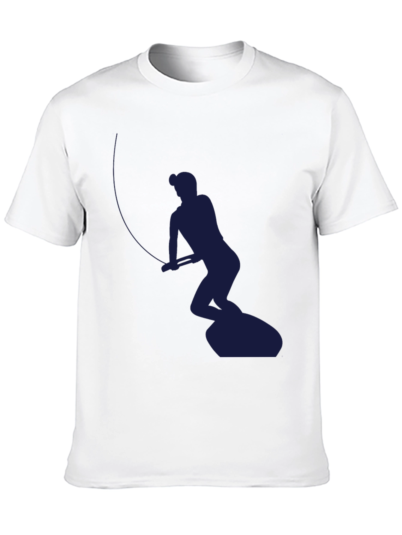 Black Fisherman Silhouette Graphic Tee - Black Cotton Blend view 10