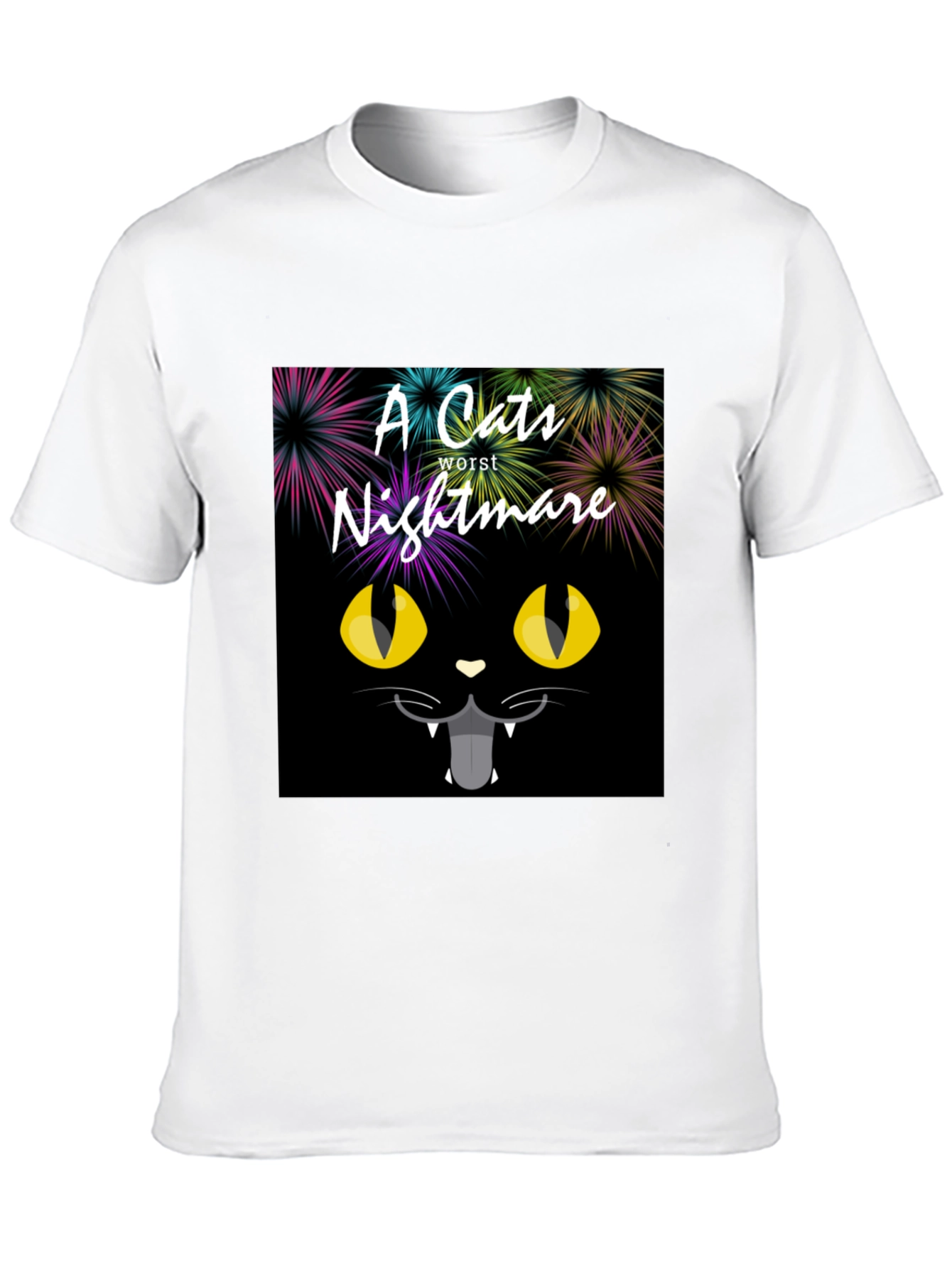 Black A Cat's Worst Nightmare Black Graphic T-Shirt view 10