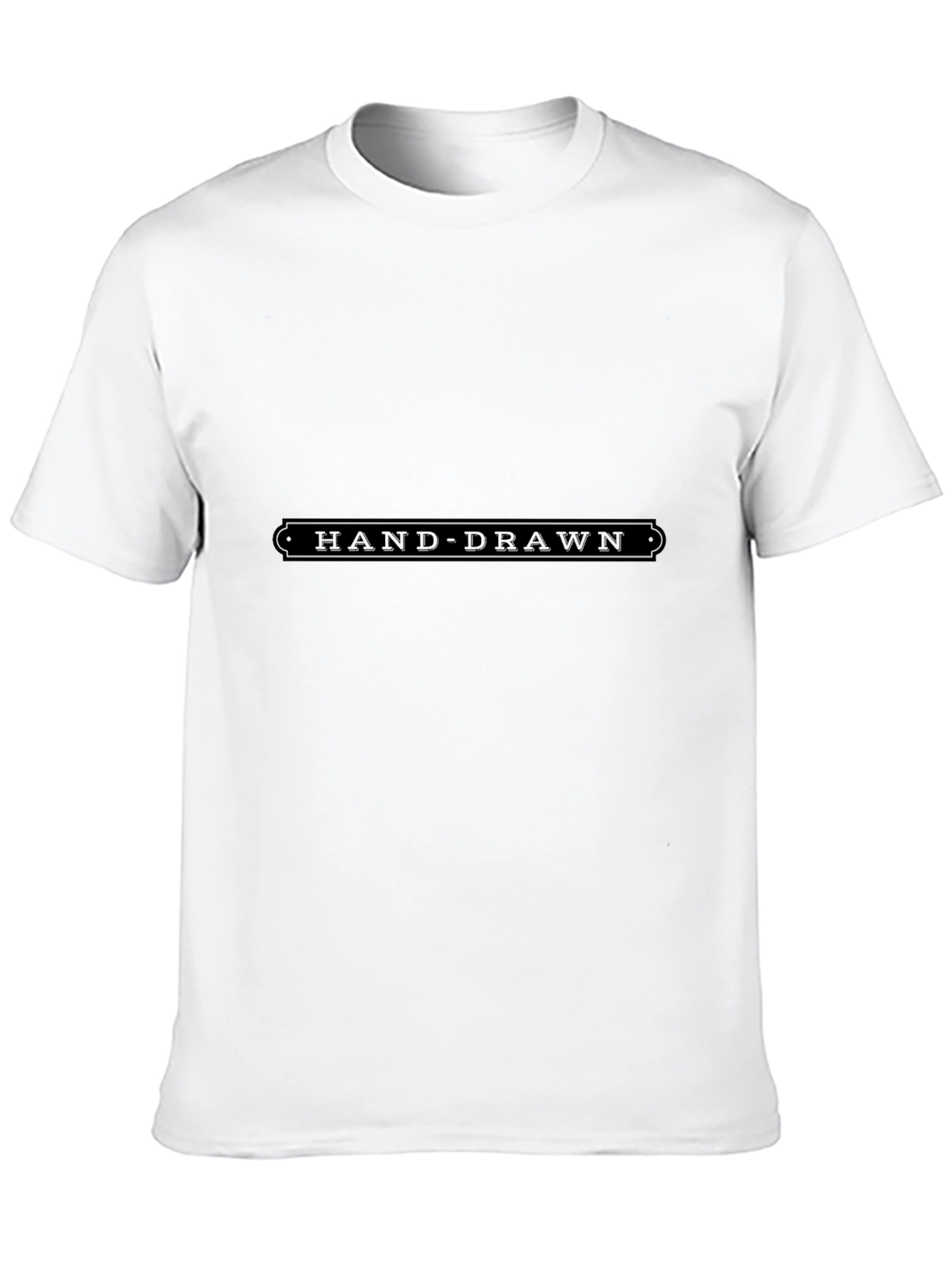 Black Men's Black Crew Neck T-Shirt - Hand Drawn Style view 10