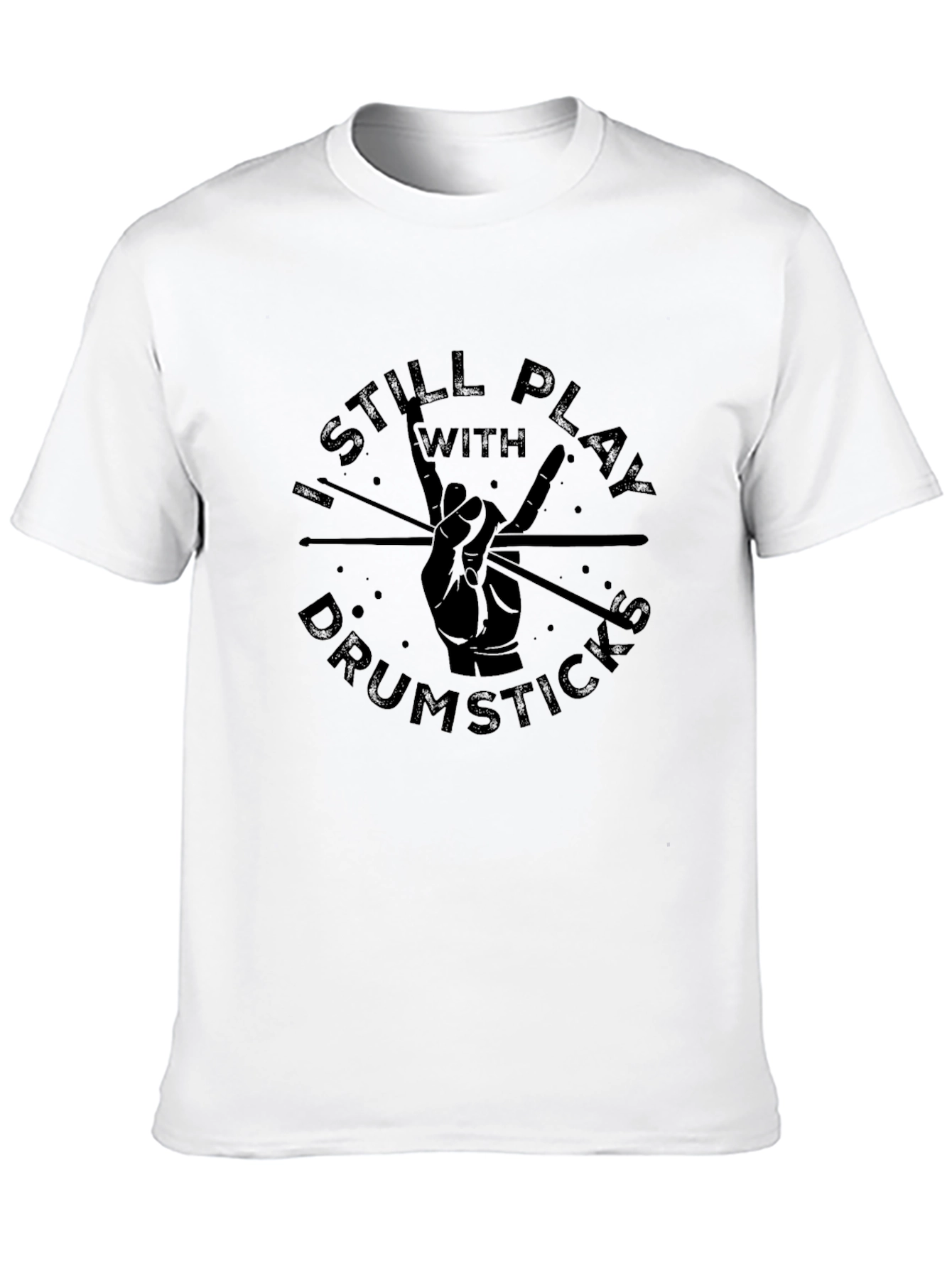 Black I Still Play with Drumsticks Black Graphic Tee view 10