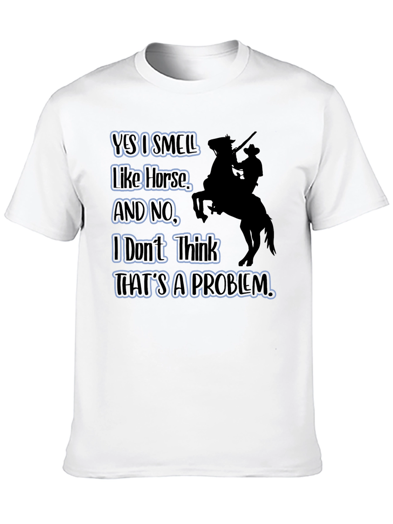 Black Humorous "Yes I Smell Like Horse" Graphic T-Shirt view 10