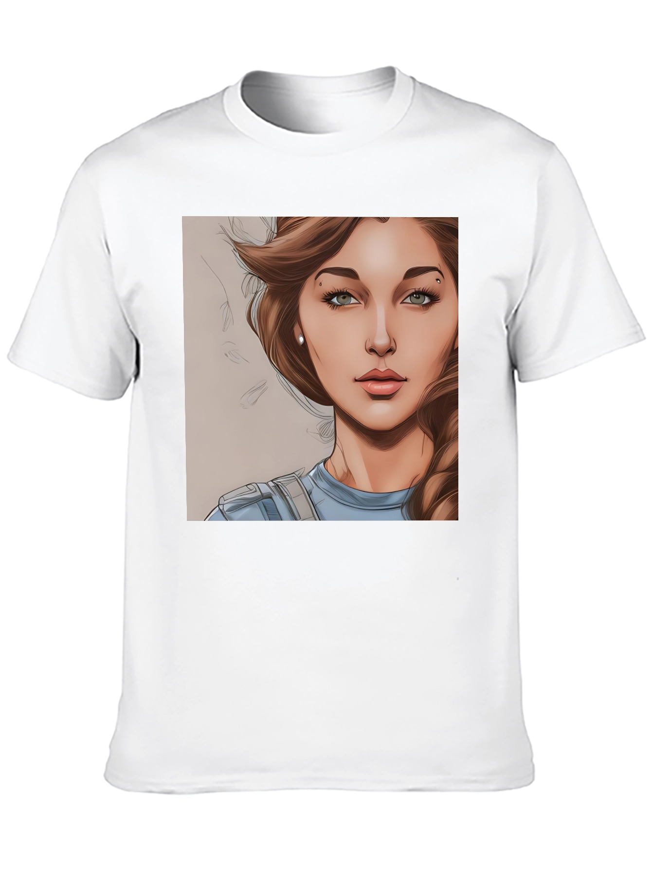 Black Woman Cartoon Portrait Black T-Shirt view 10