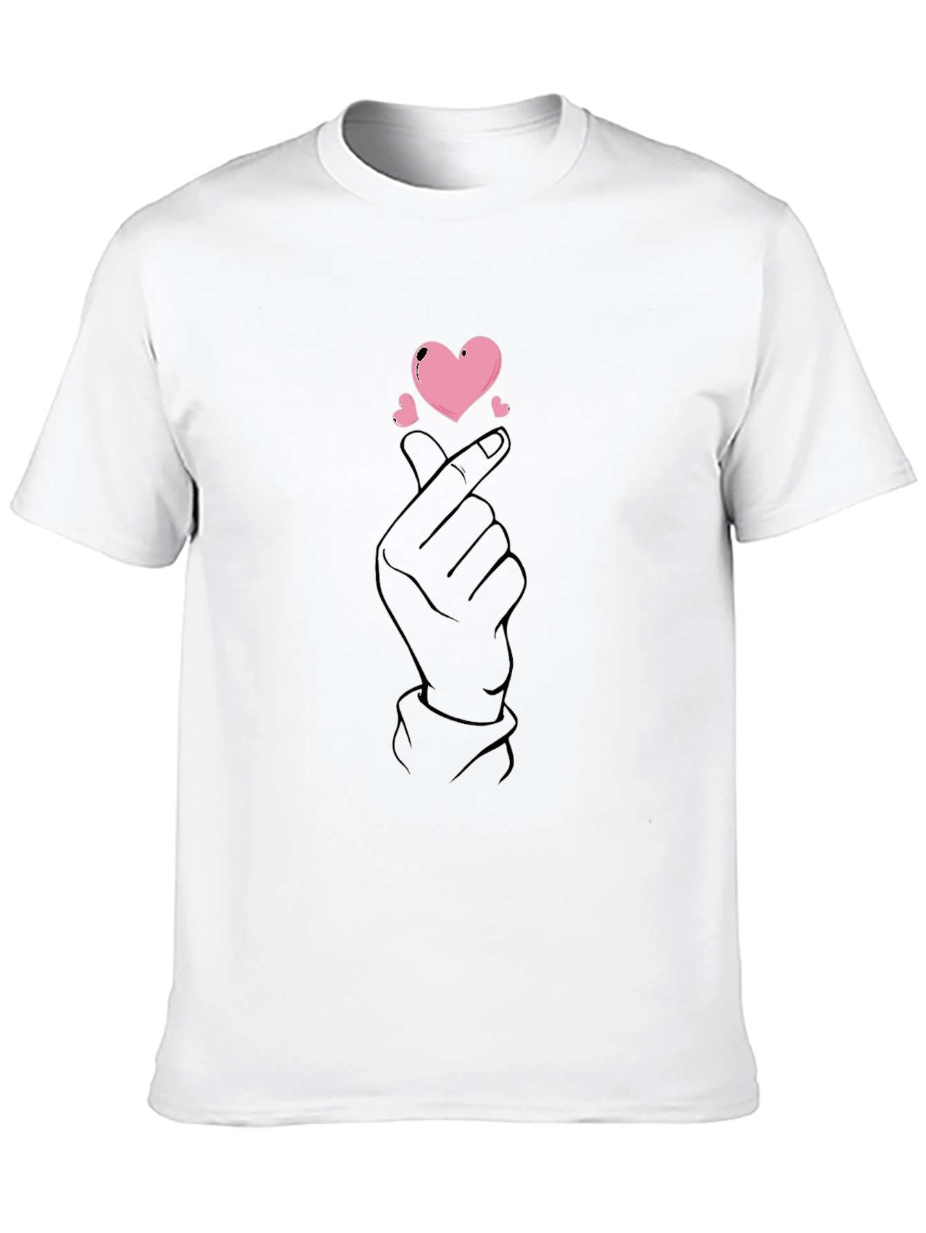 Black Finger Heart Gesture Graphic Tee - Love Sign T-Shirt view 10