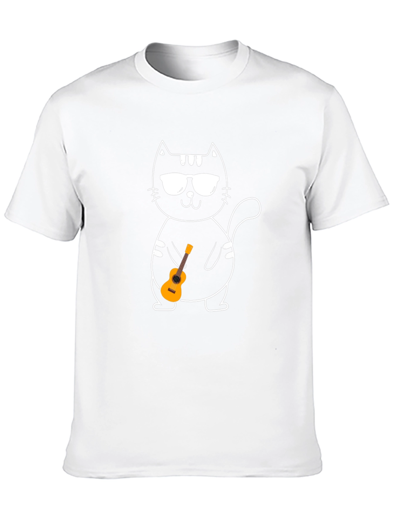 Black Cool Cat Ukulele Graphic T-Shirt view 10