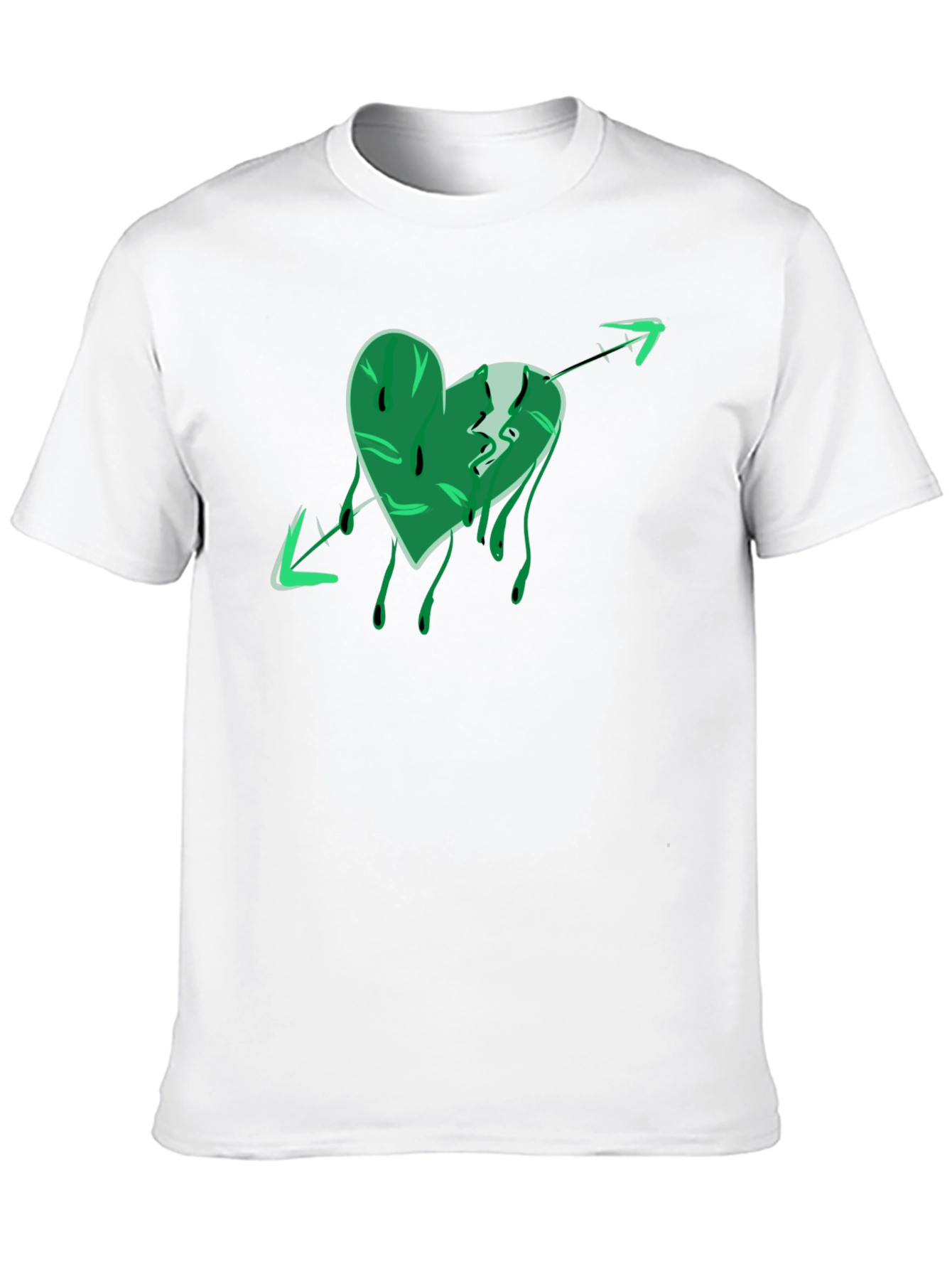 Black Green Heart Arrow Graphic Black T-Shirt view 10
