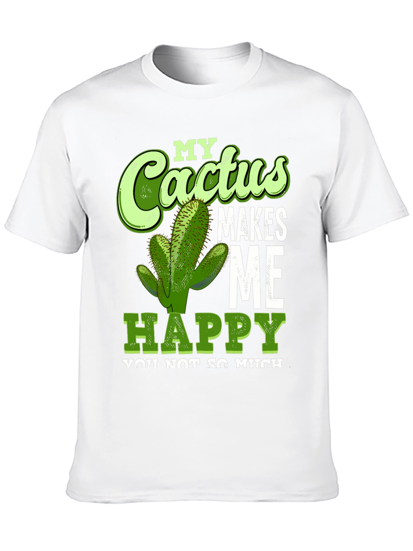 Black Cactus Makes Me Happy T-Shirt Funny Graphic Tee view 10