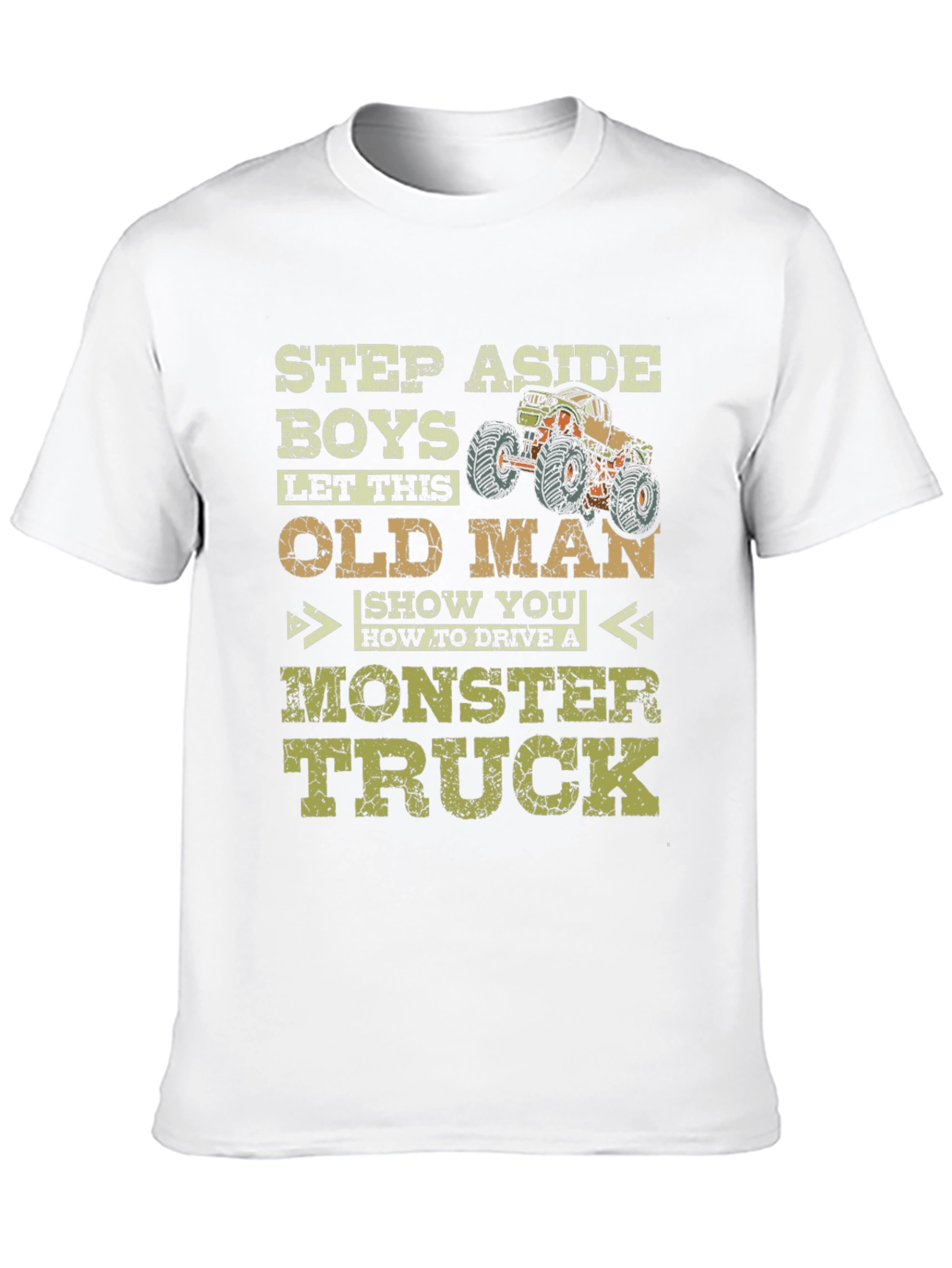 Black Funny Old Man Monster Truck T-Shirt view 10