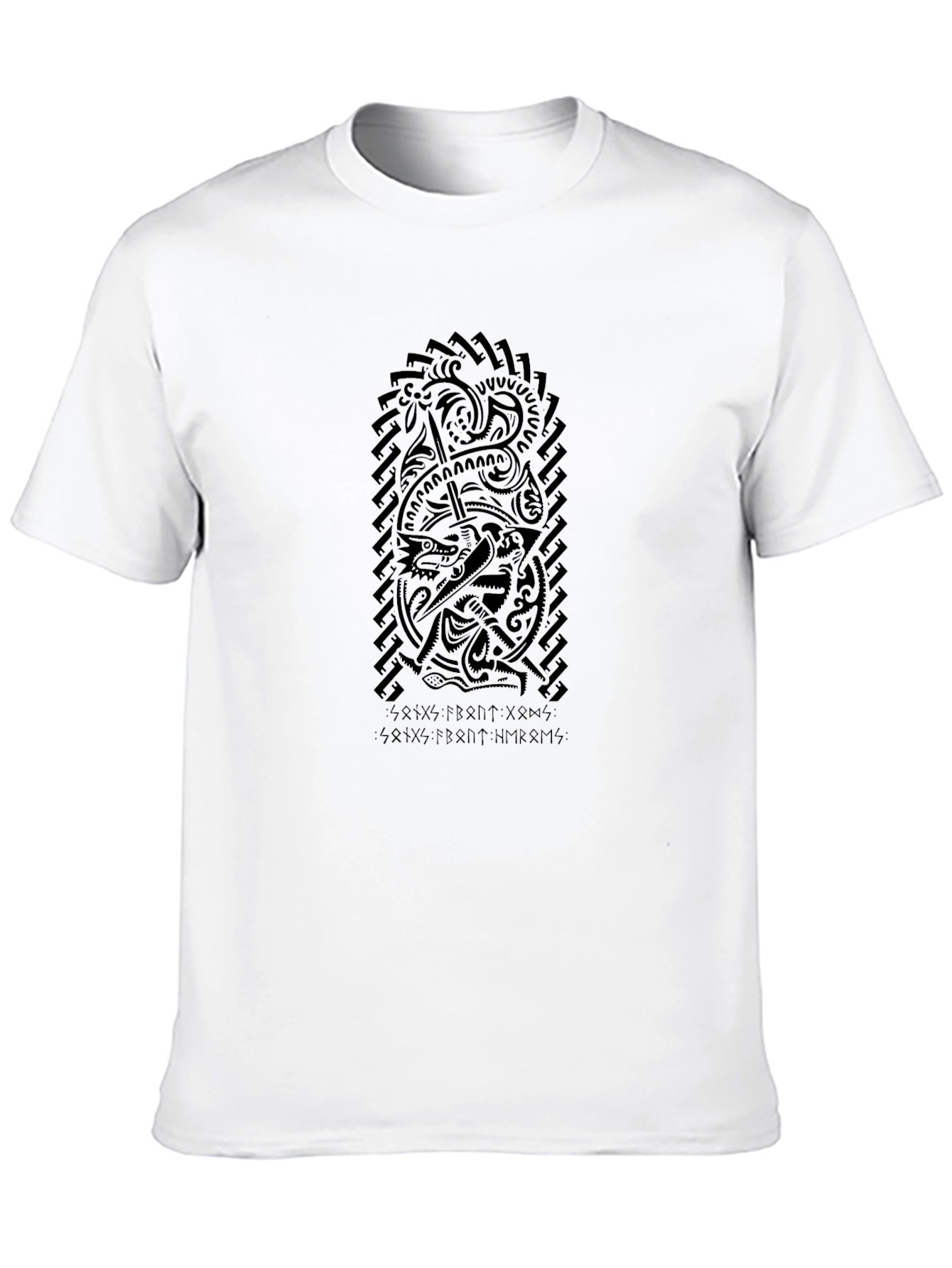 Black Men's Black Viking Art Graphic Tee view 10