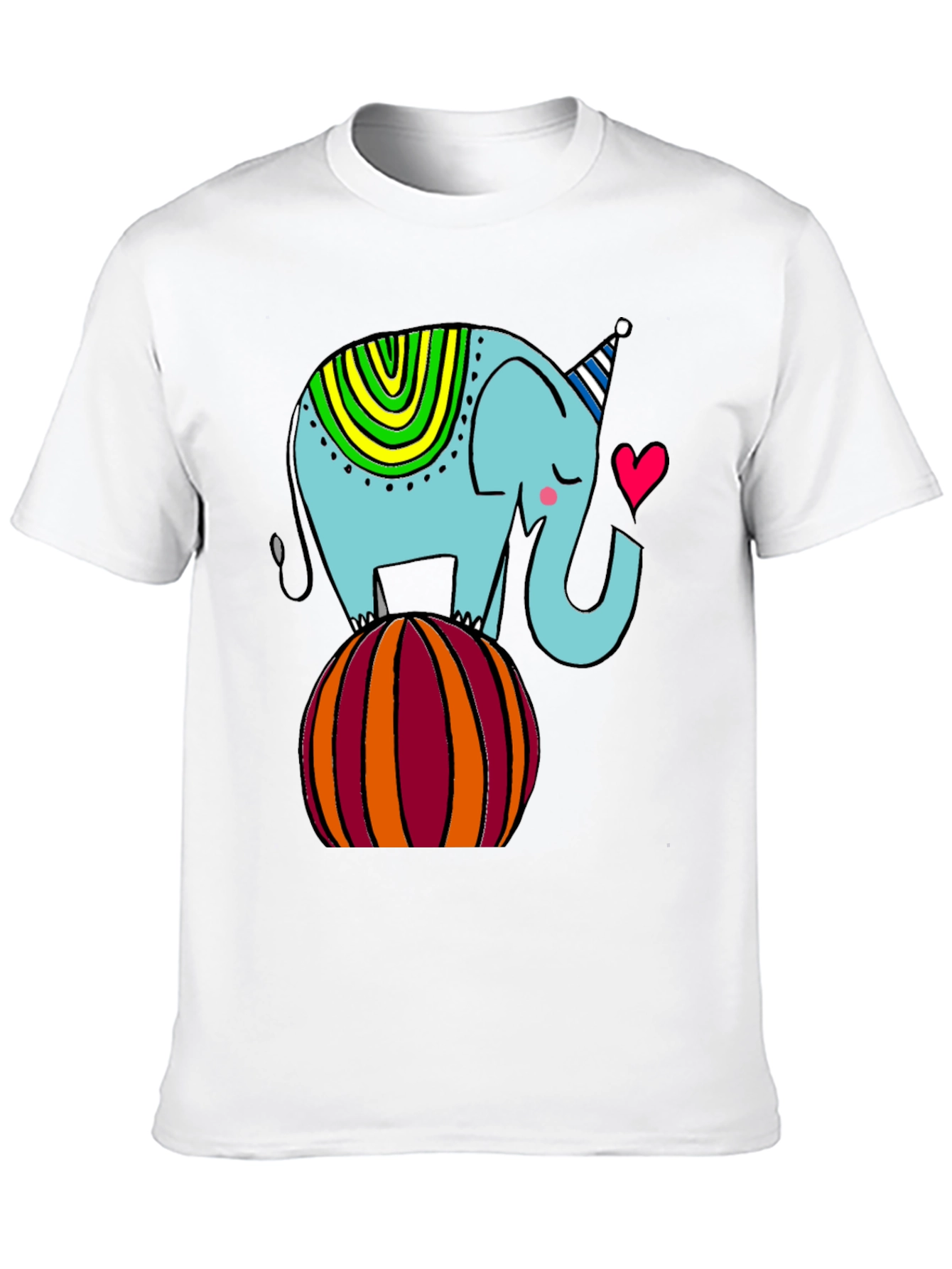Black Elephant on Ball Graphic Tee - Cute Cartoon Style view 10