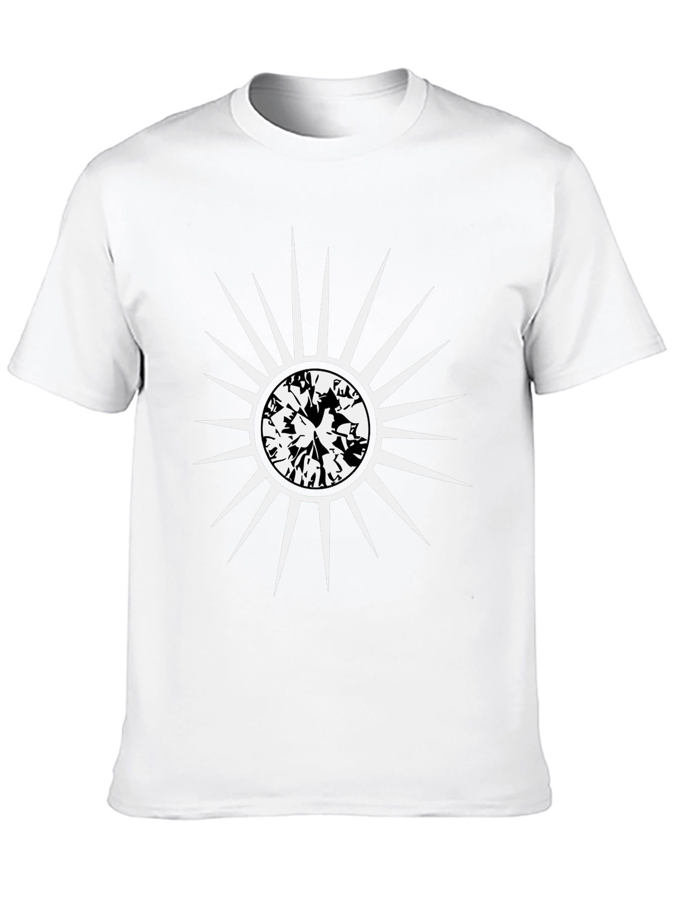 Black Radiant Sunburst Graphic Tee - Modern Black Cotton Shirt view 10