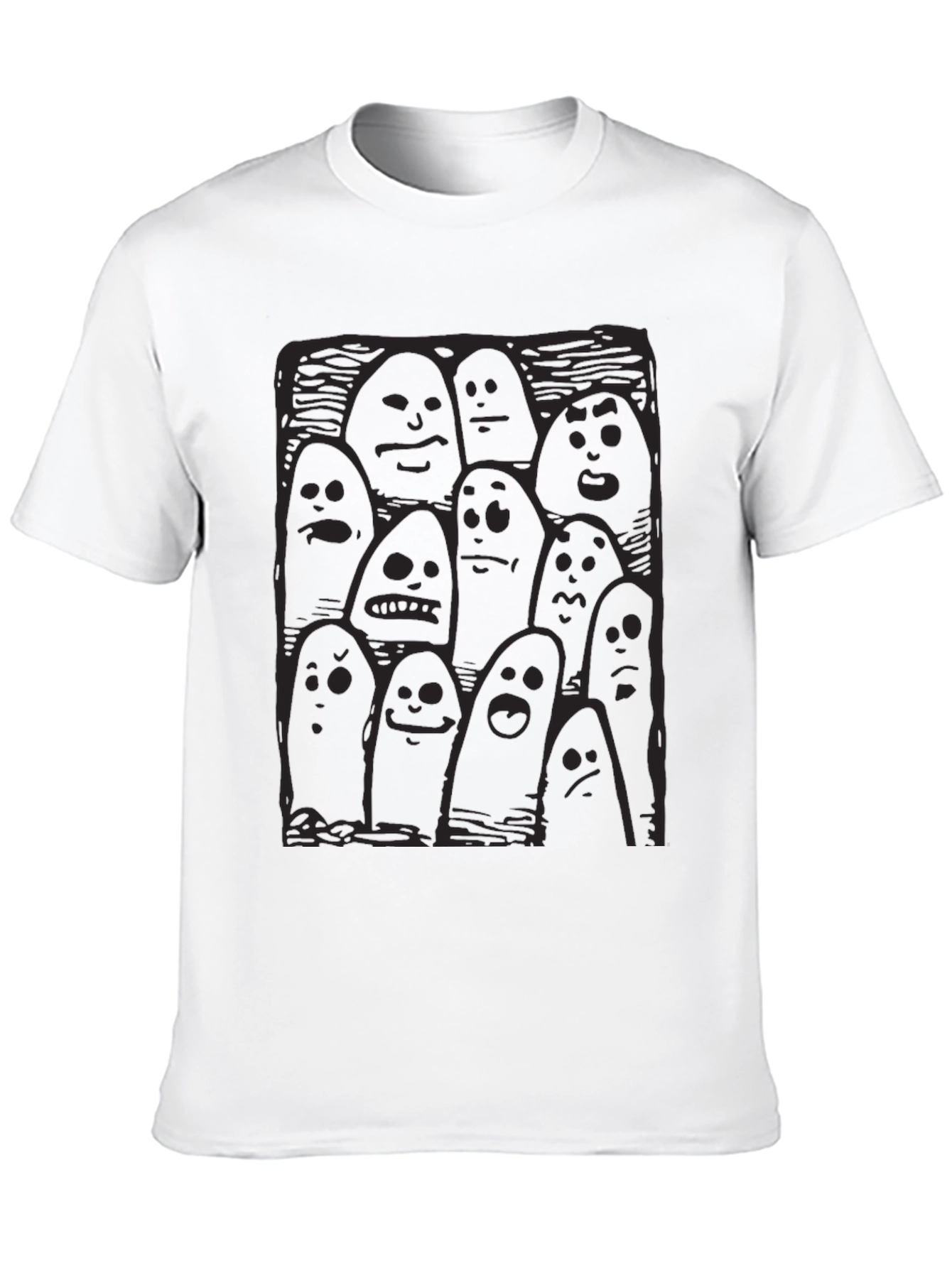 Black Whimsical Ghost Print Black T-Shirt view 10