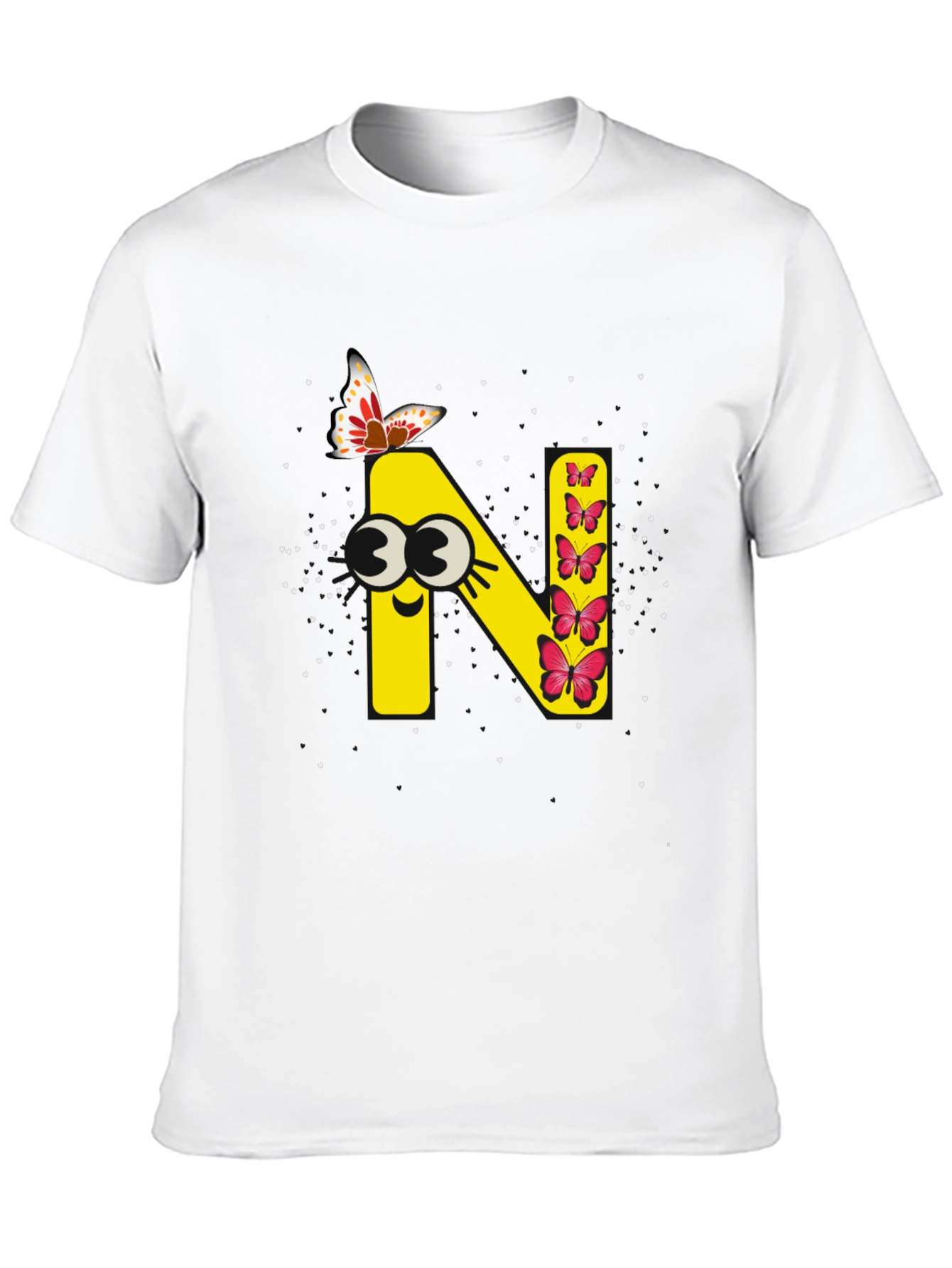 Black Butterfly N Letter Graphic Print Black Tee view 10