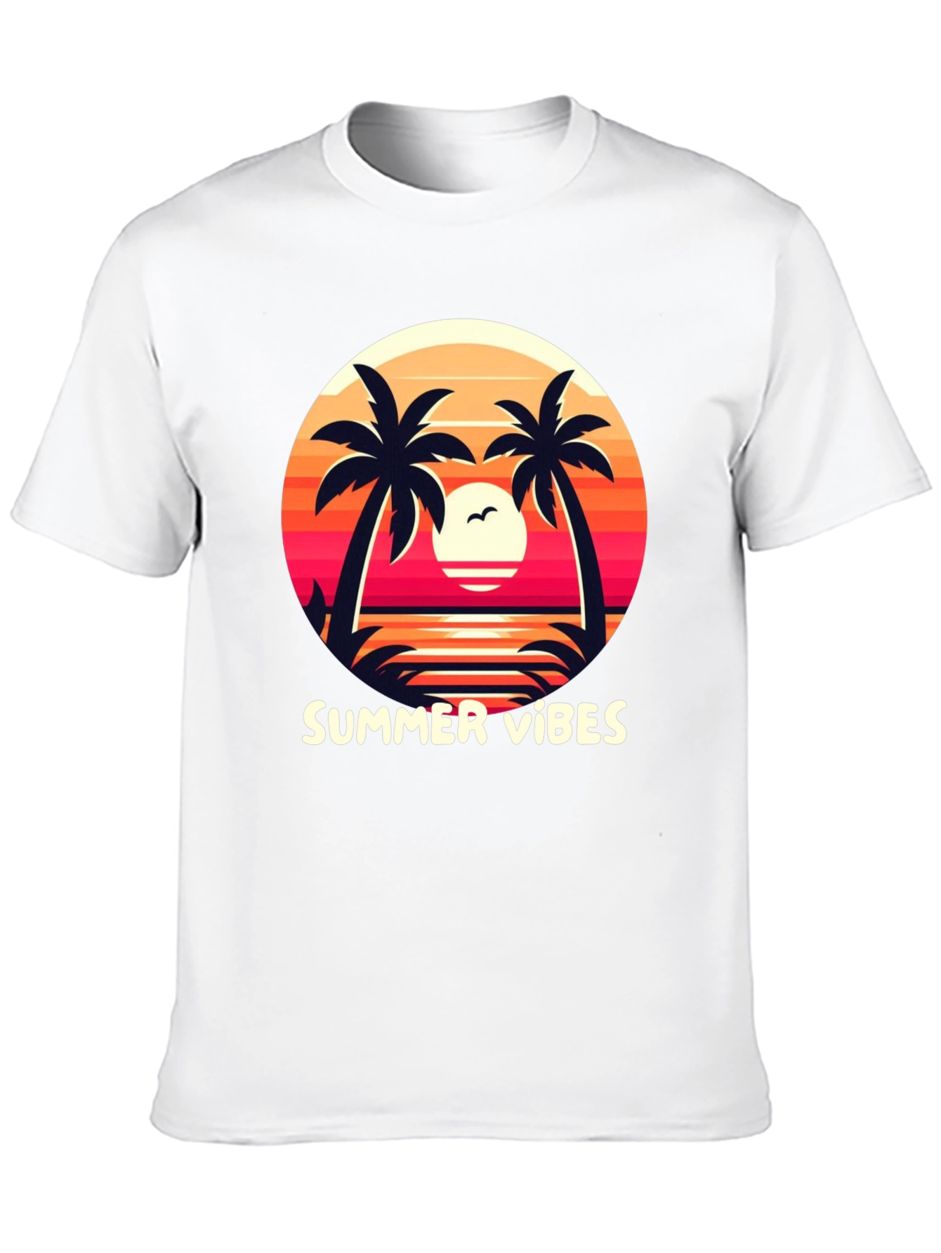 Black Summer Vibes Graphic Tee - Palm Tree Sunset Design view 10