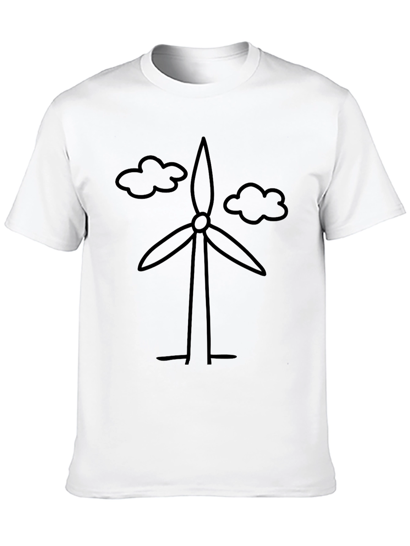 Black Eco-Friendly Wind Turbine Graphic T-Shirt - Black view 10