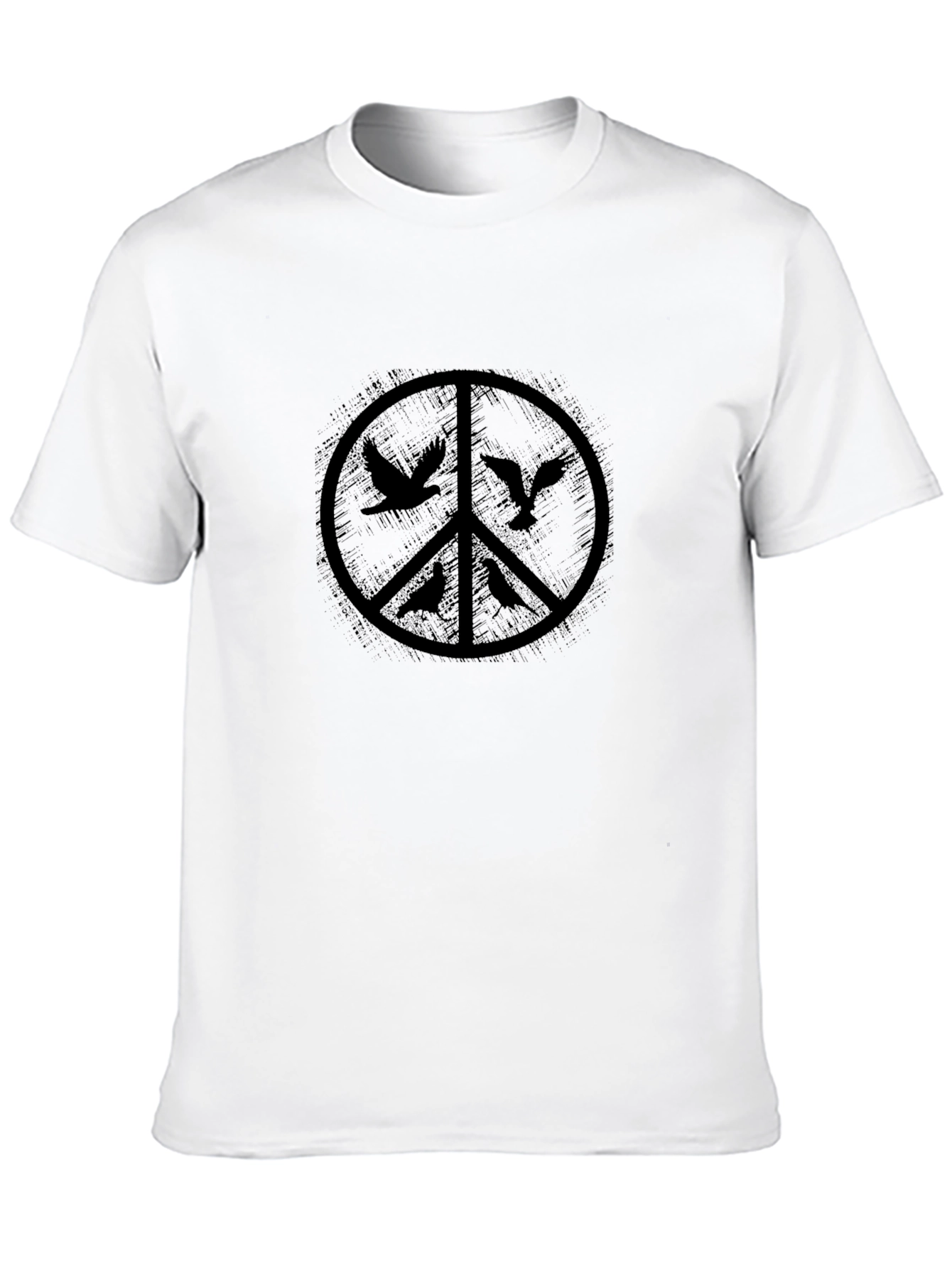 Black Peace Sign Birds Graphic T-Shirt view 10