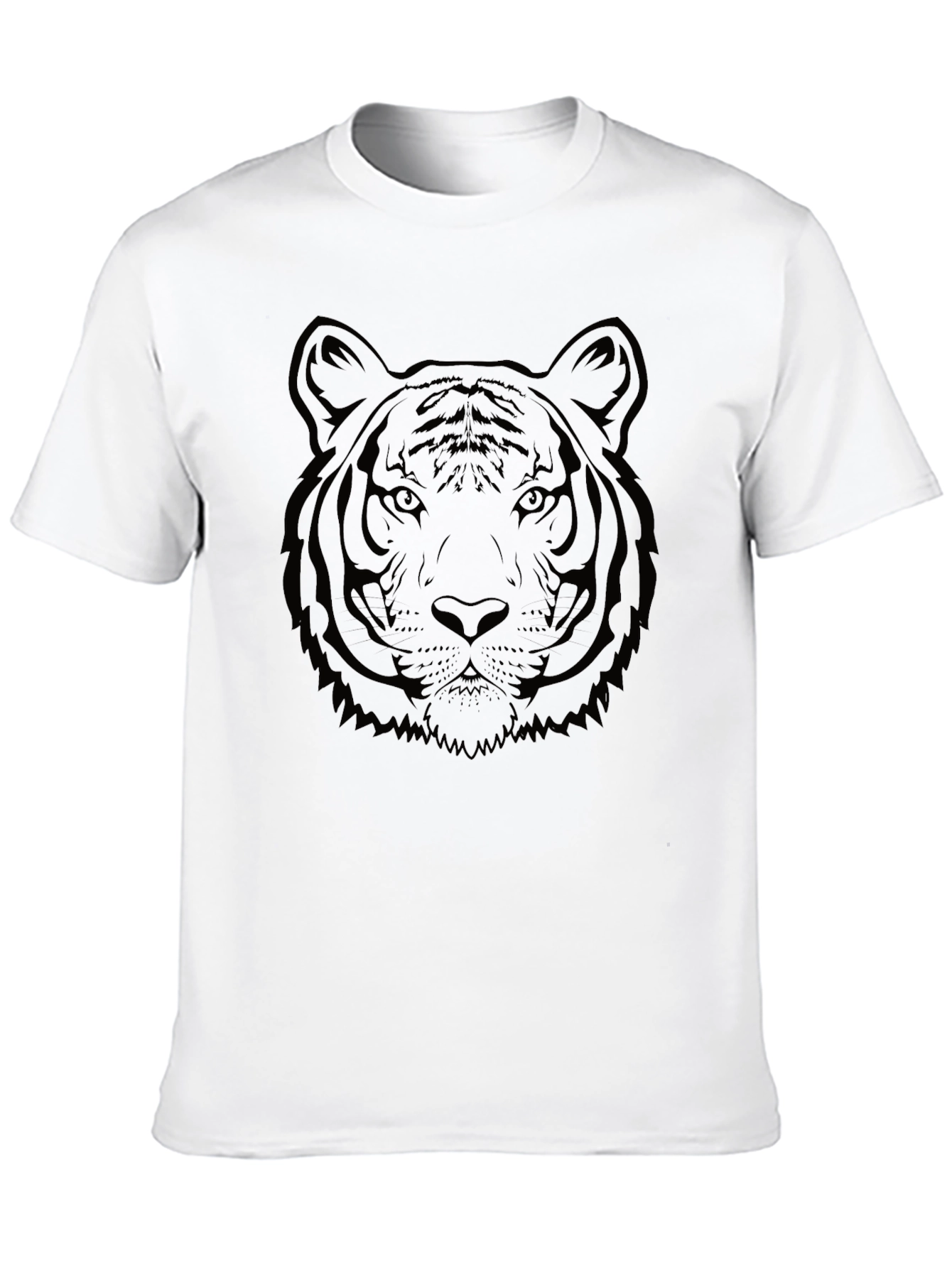 Black Tiger Face Graphic Tee - Black Cotton T-Shirt view 10