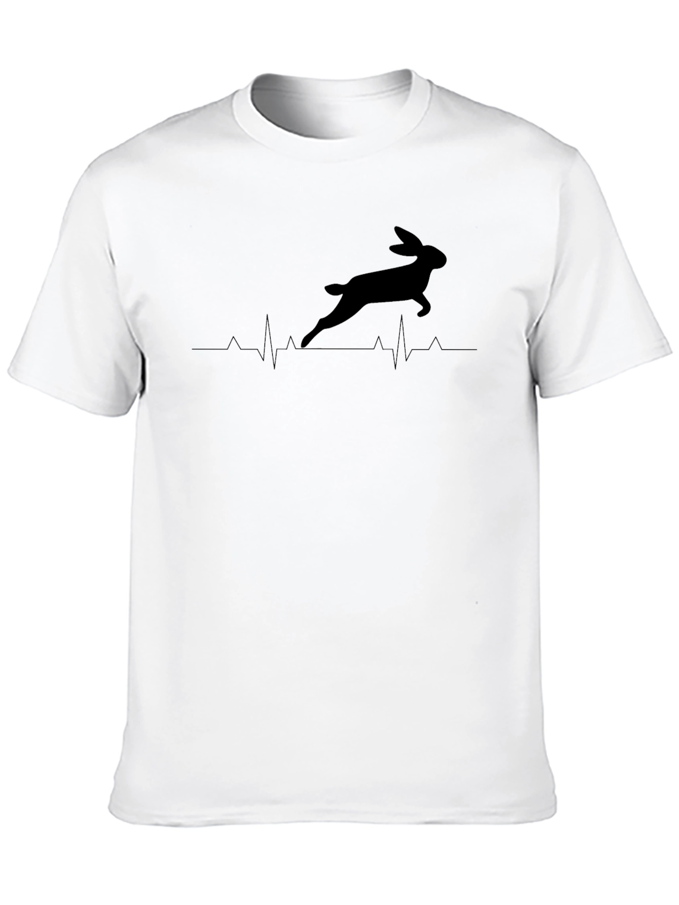 Black Hare Heartbeat T-Shirt - Black Crew Neck view 10