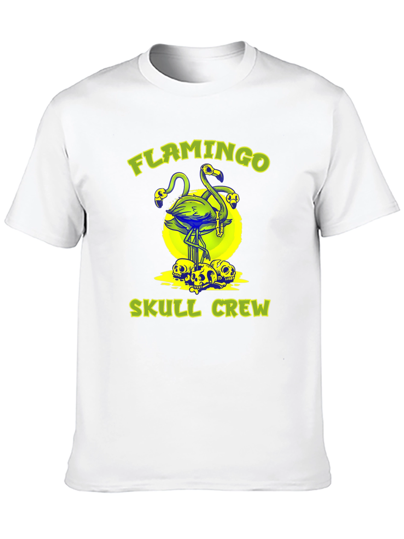 Black Flamingo Skull Crew Graphic Tee - Unique Design view 10
