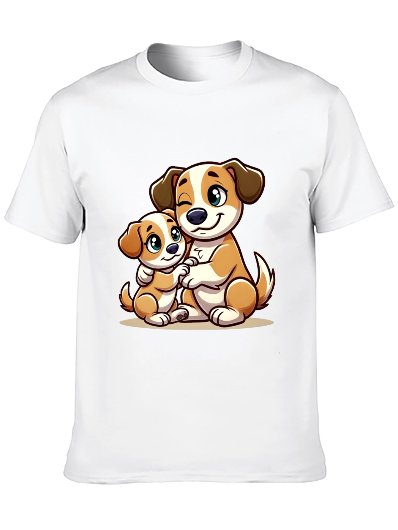 Black Cute Dog Hug T-Shirt - Black view 10
