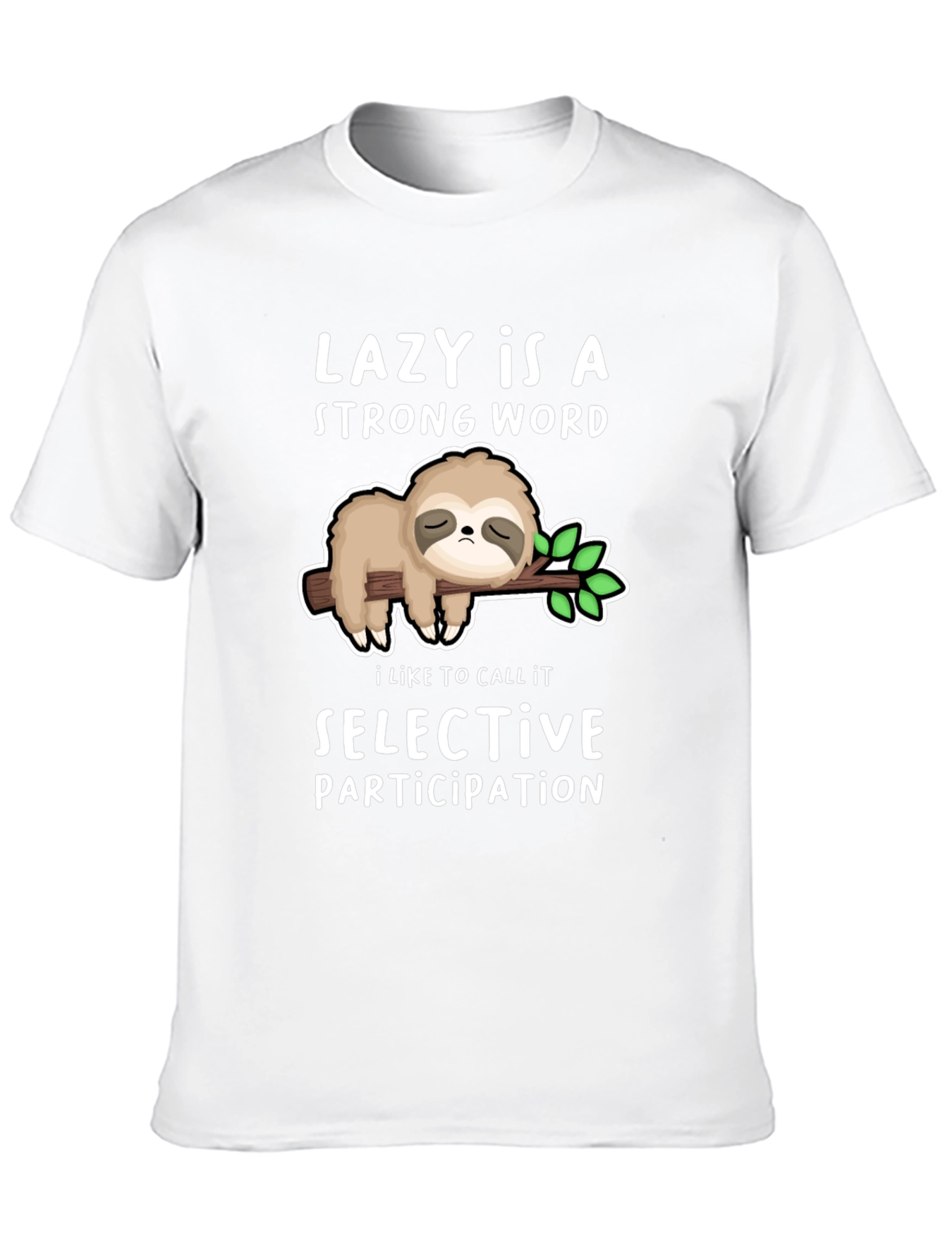 Black Lazy Sloth T-Shirt - Strong Word Selective Participation view 10