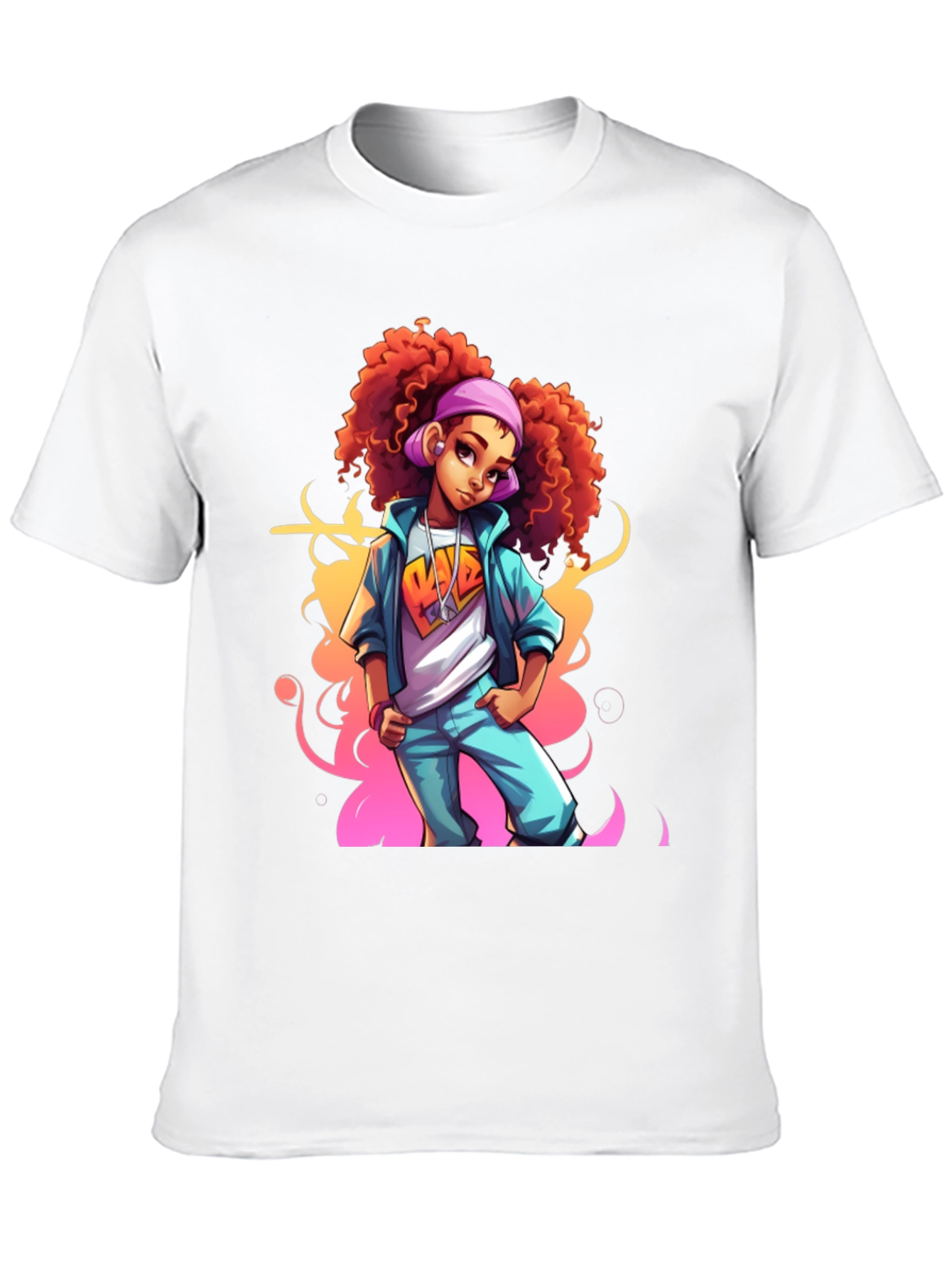 Black Cartoon Girl Graphic Black T-Shirt view 10