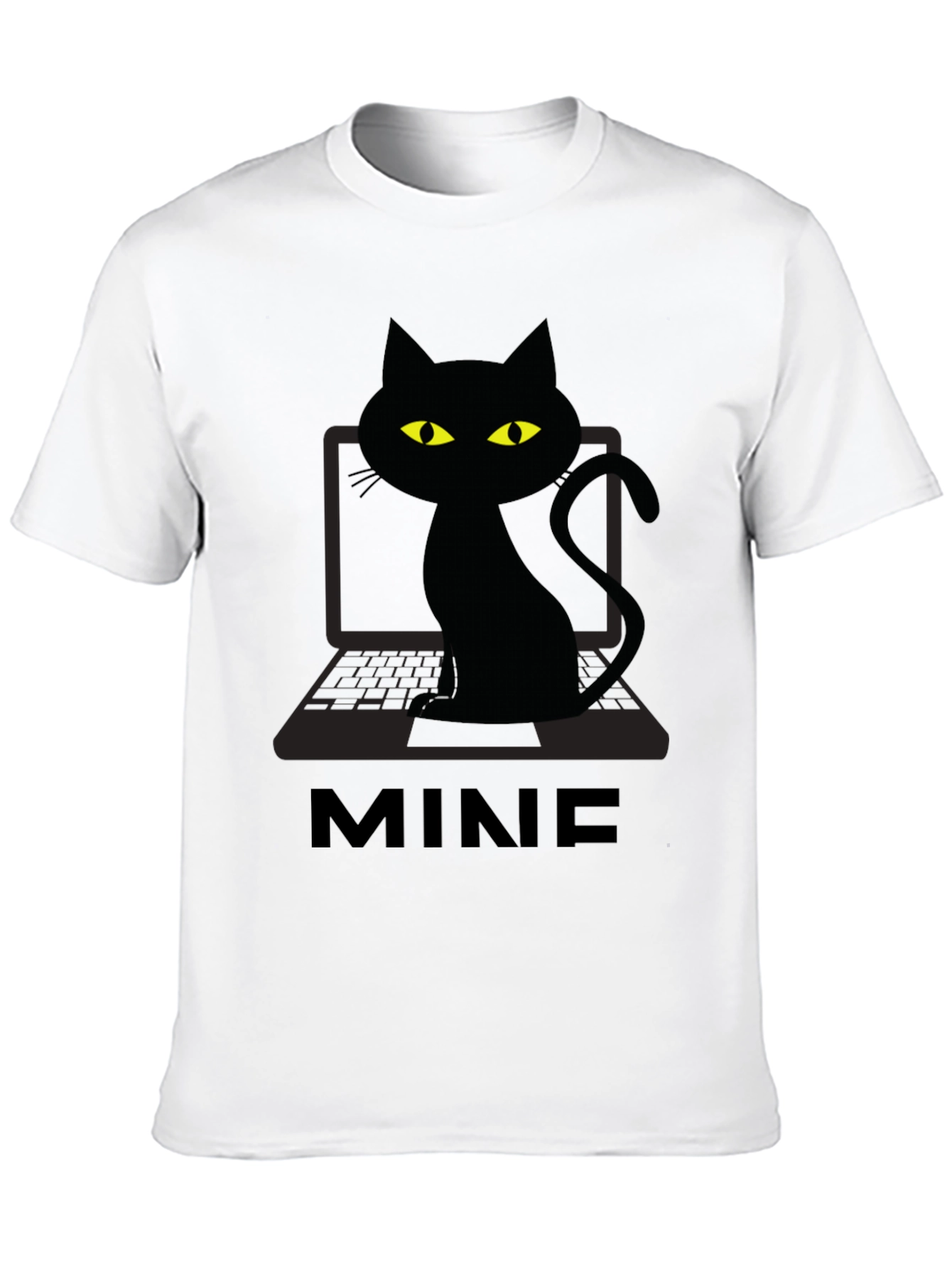 Black MINE Cat Laptop Graphic Tee - Black view 10