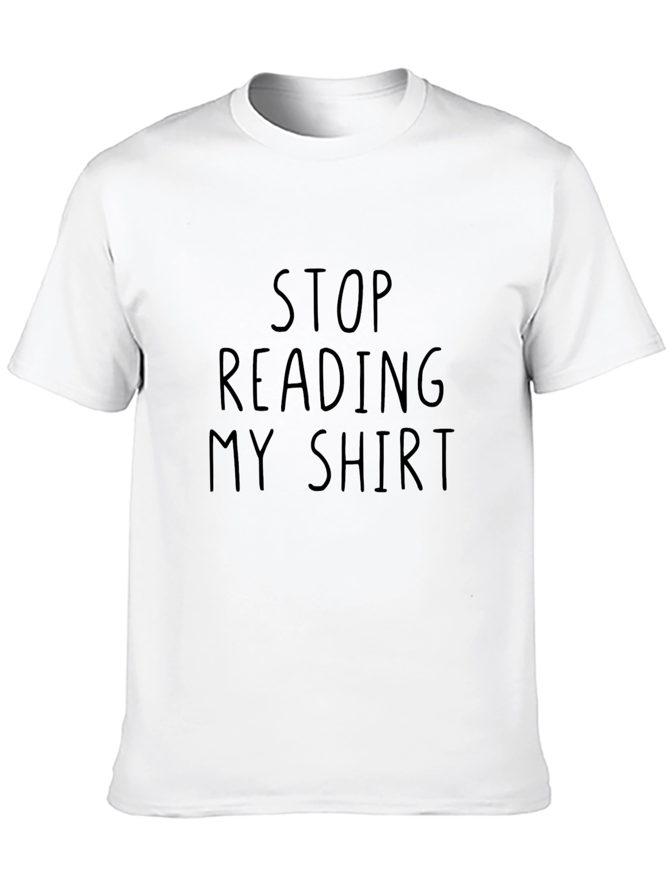 Black Funny Slogan Tee: Stop Reading My Shirt - Black Cotton T-Shirt view 10