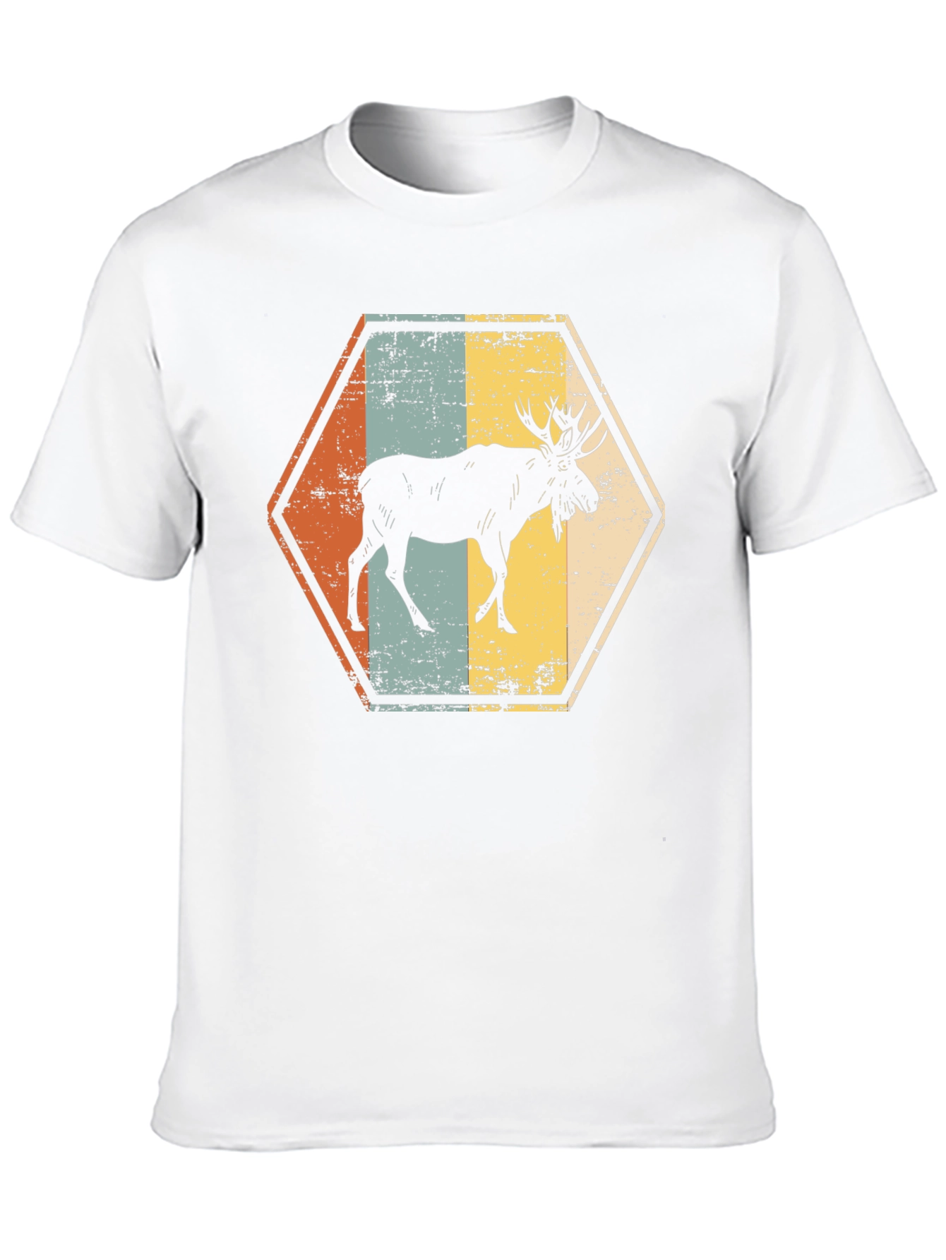 Black Retro Moose Hexagon T-Shirt view 10