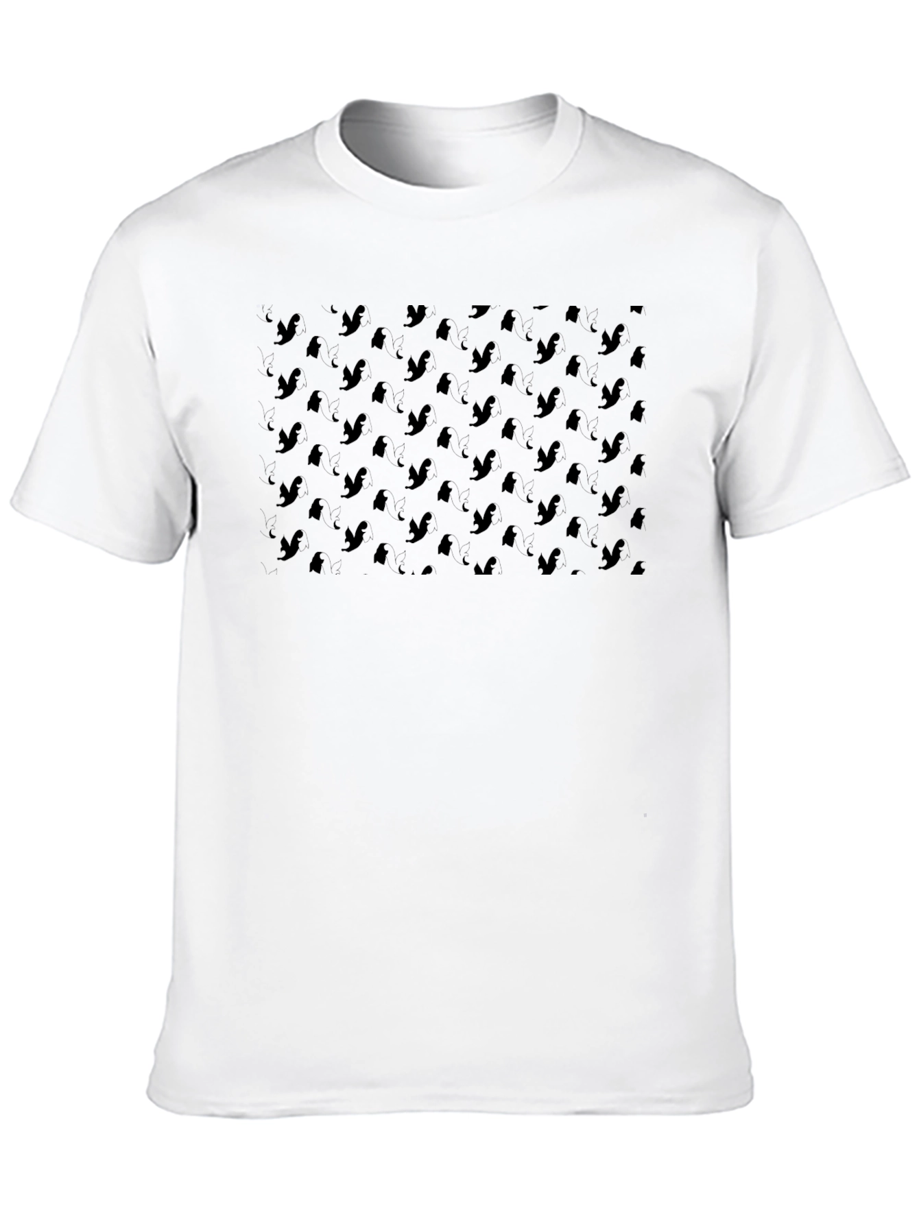 Black Men's Black Squirrel Pattern Crew Neck T-Shirt view 10