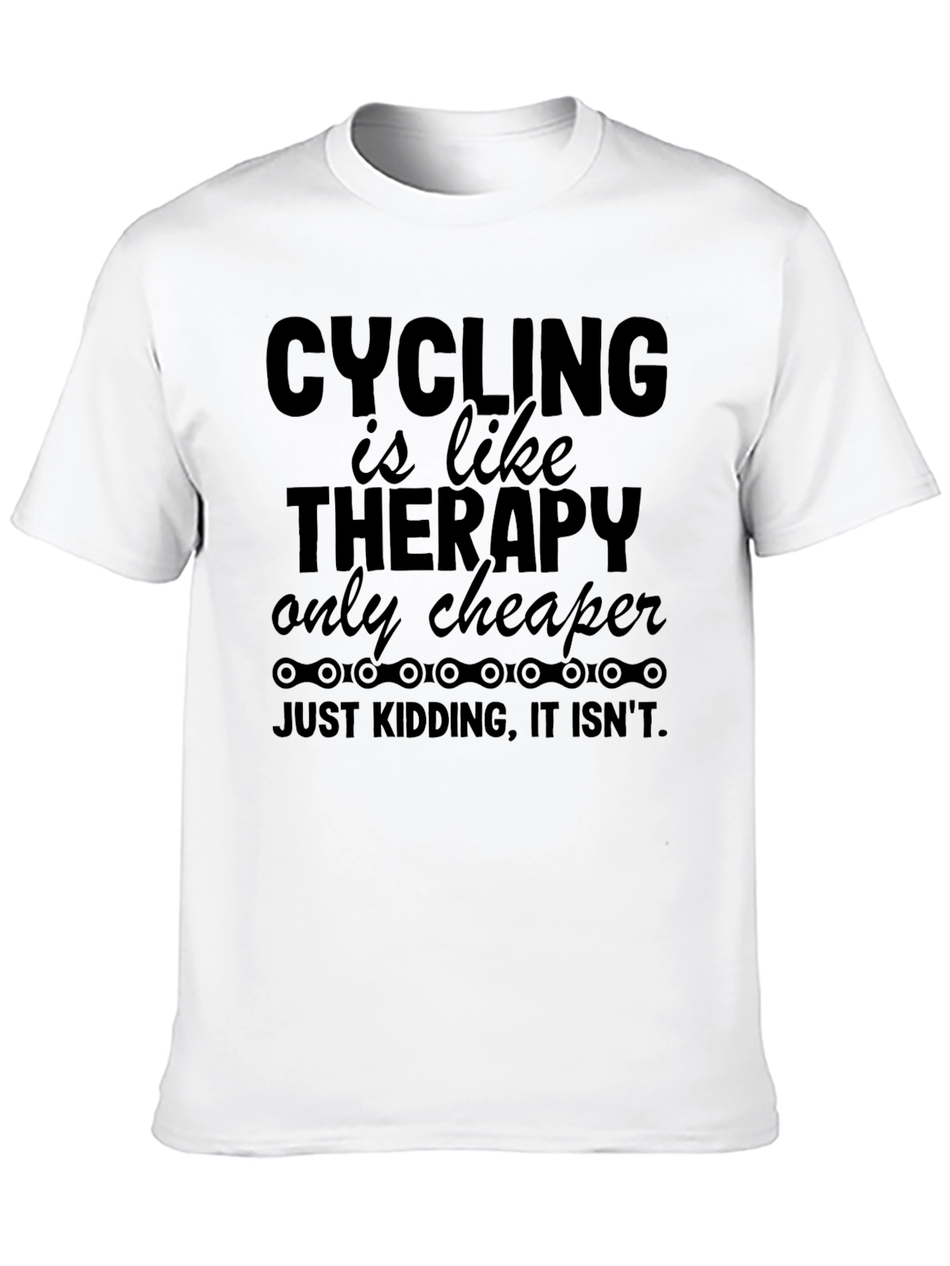 Black Cycling Therapy Funny T-Shirt - Black view 10