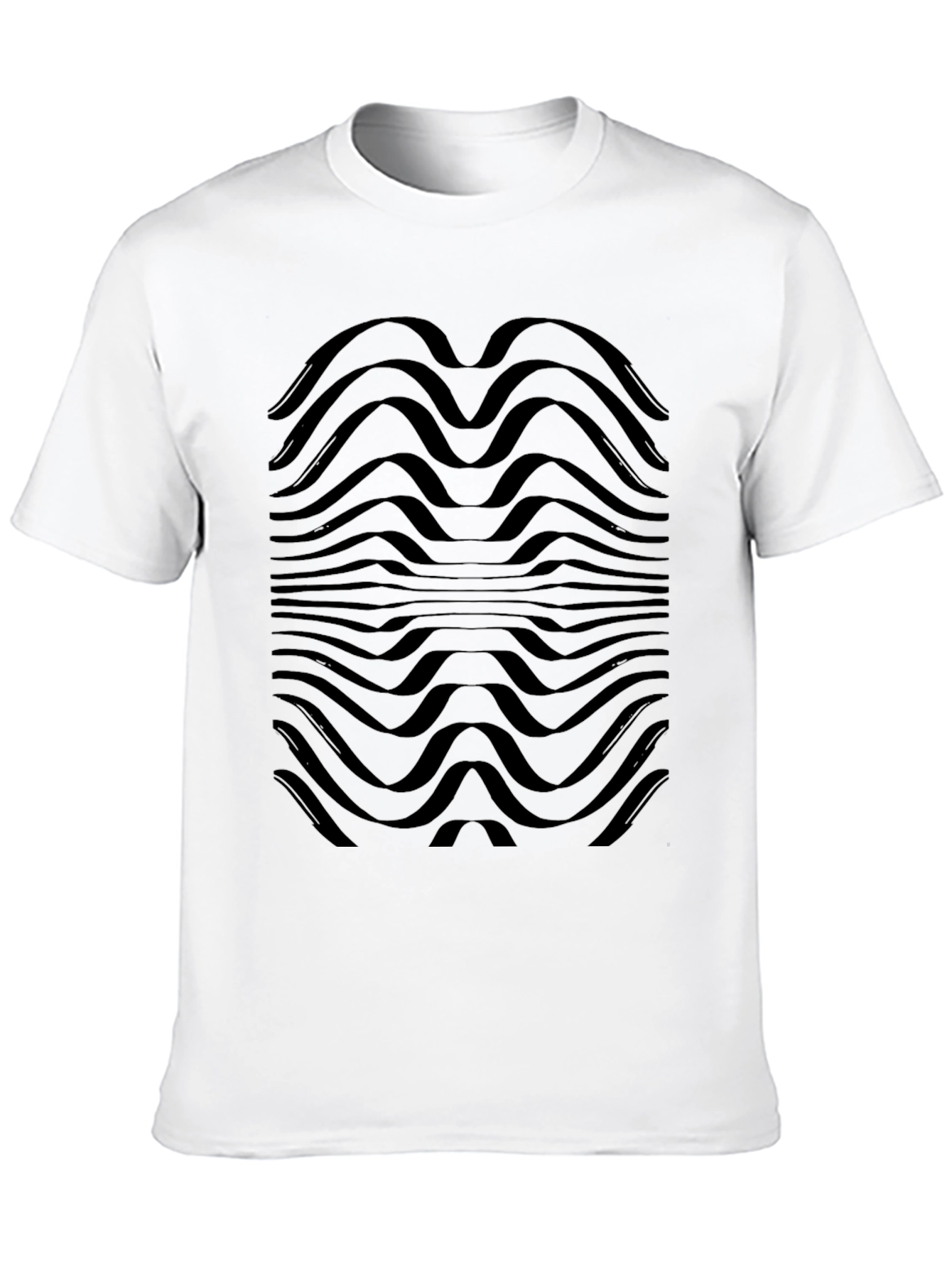 Black Abstract Wave Pattern T-Shirt - Modern Graphic Tee view 10
