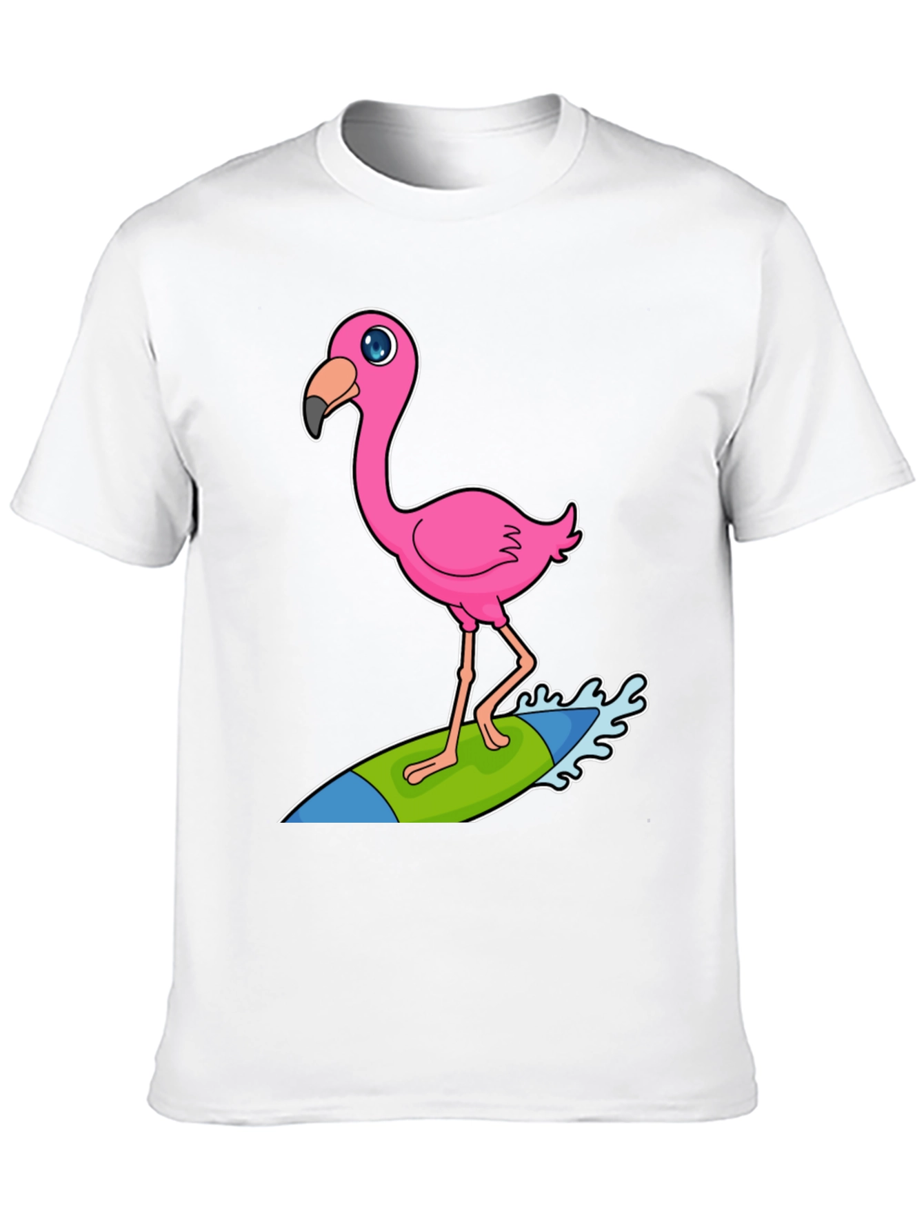 Black Surfing Flamingo Graphic Tee - Black Cotton T-Shirt view 10
